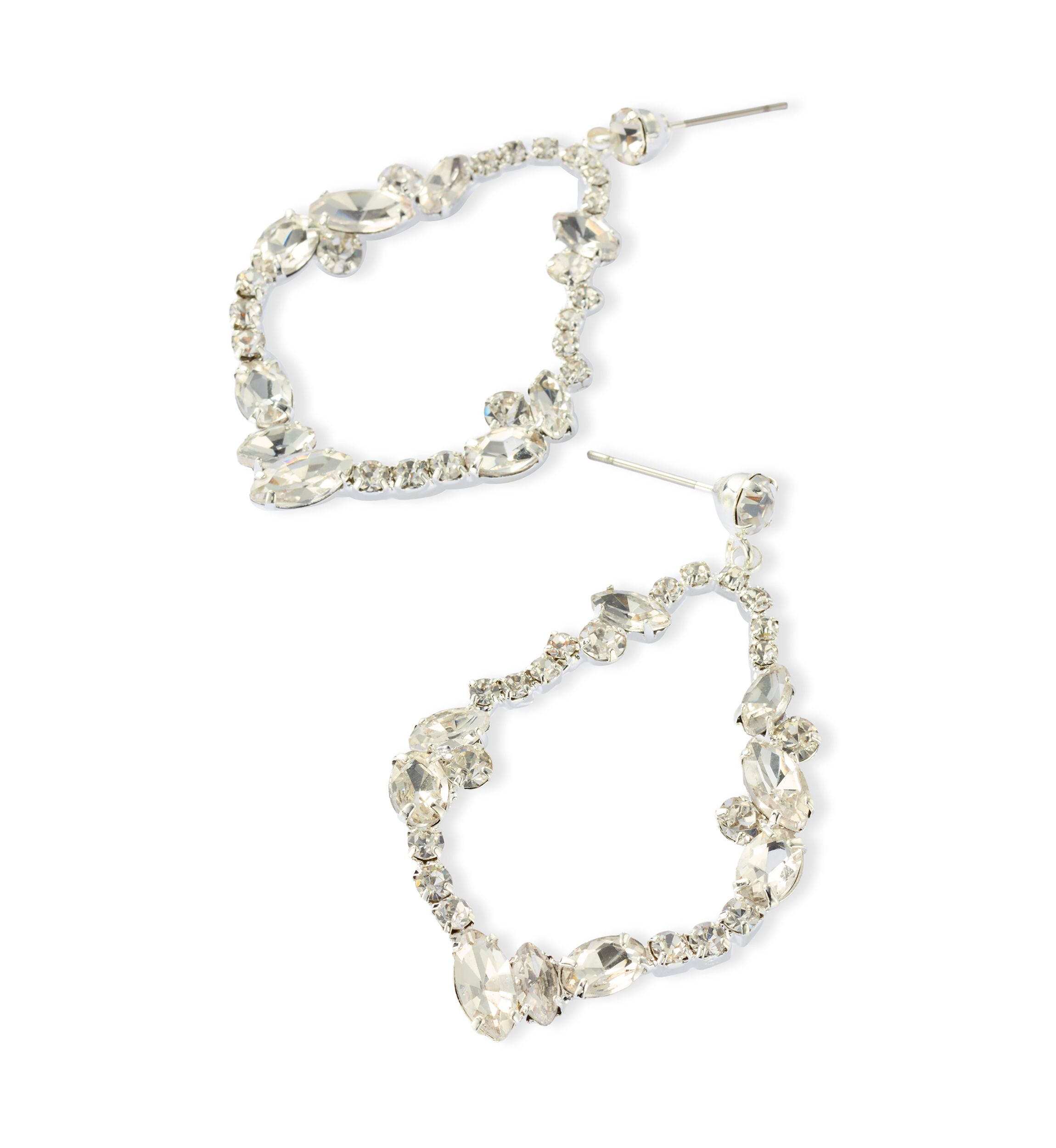 Silver Tone Crystal Fringe Earrings