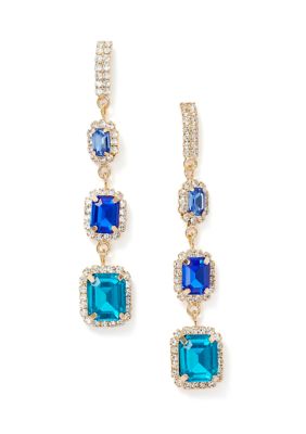 evie  emma Multi Blue Stone Linear Earrings
