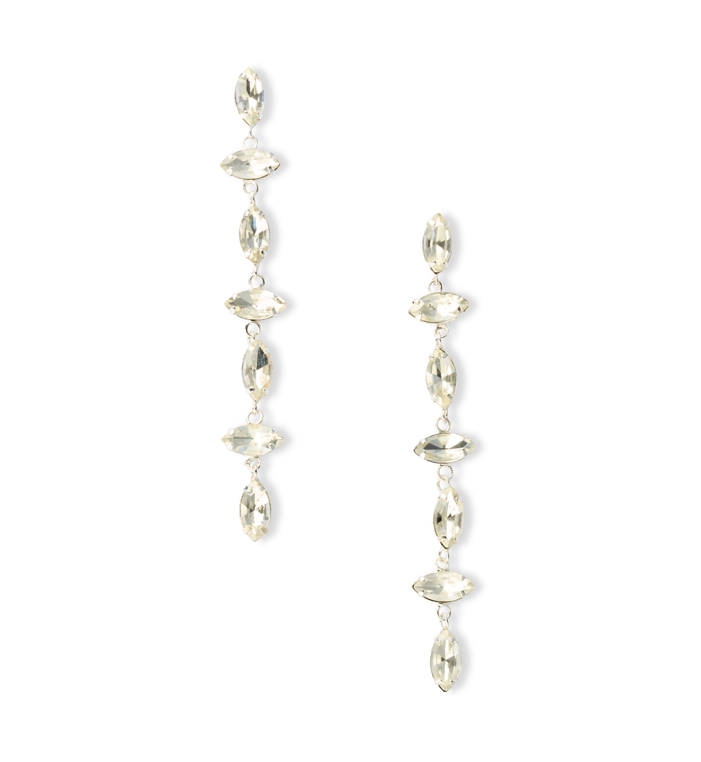 Navette Linear Crystal Earrings