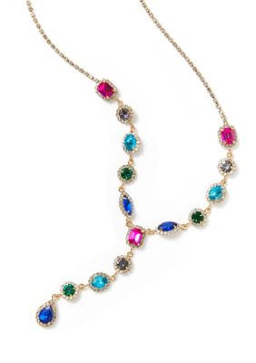 evie  emma Colorful MultiStone YNeck Necklace