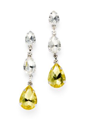 evie  emma Yellow Crystal Teardrop Stone Earrings