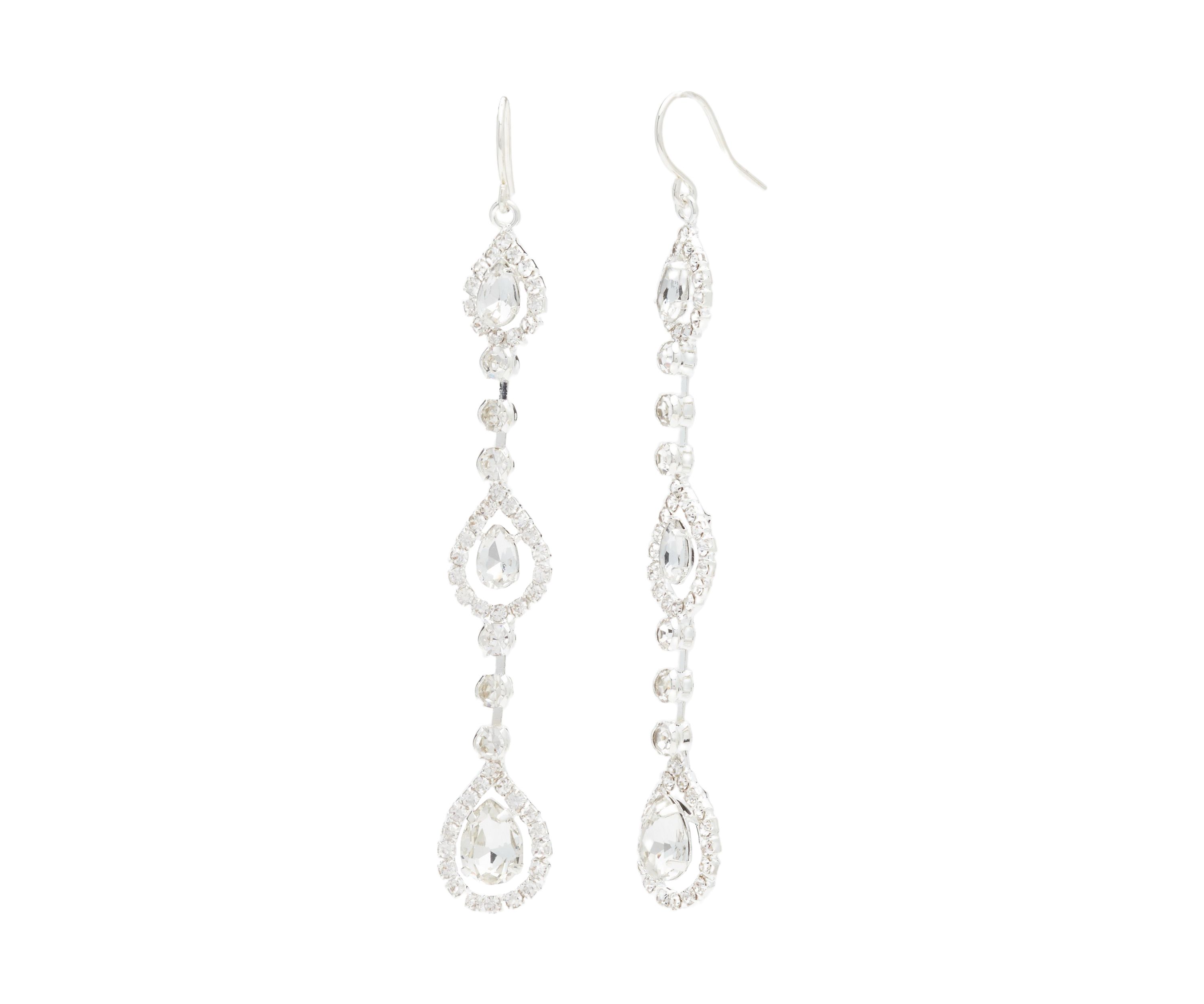 Linear Halo Teardrop Earrings