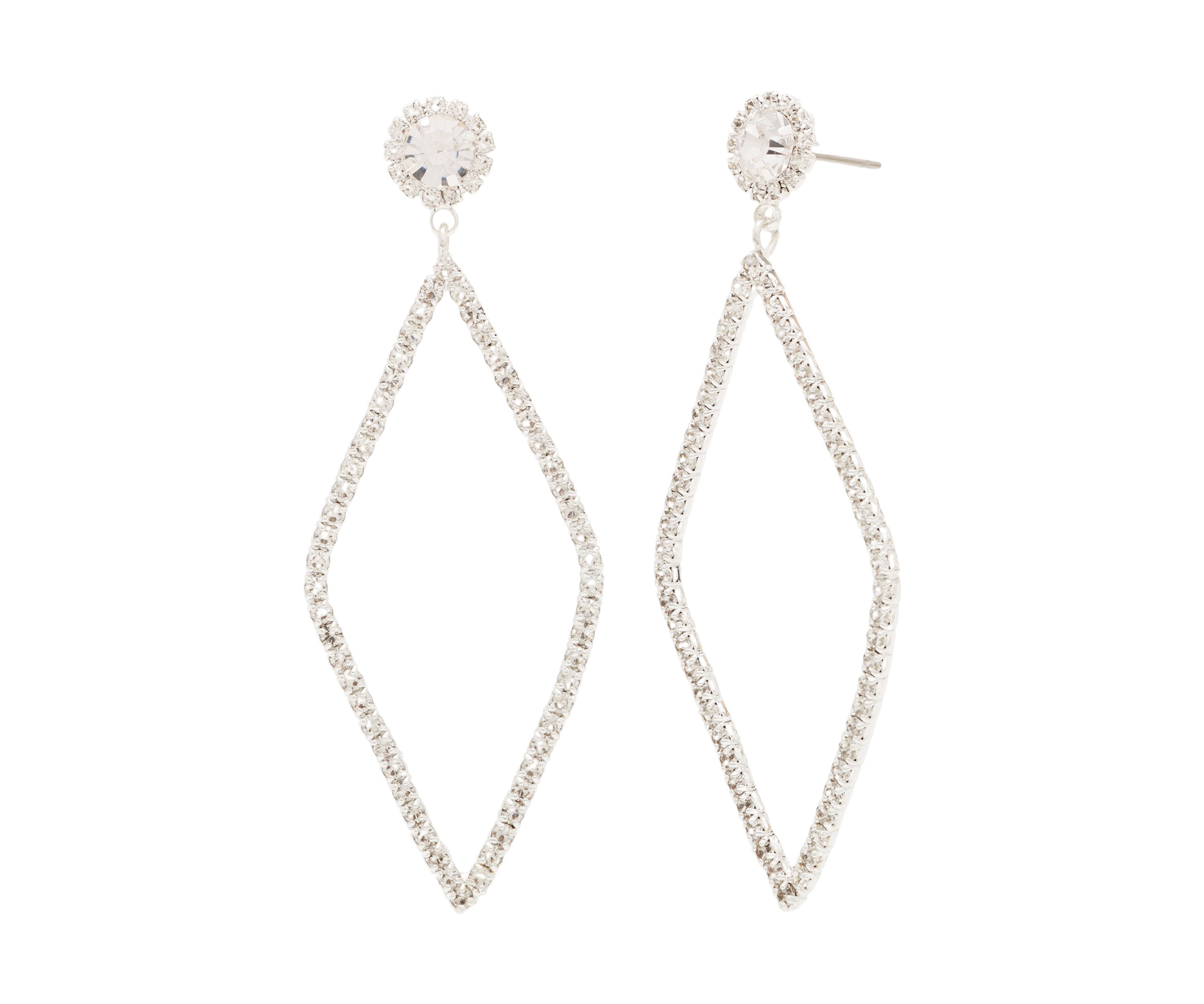 Open Diamond Shape Drop Earrings 
