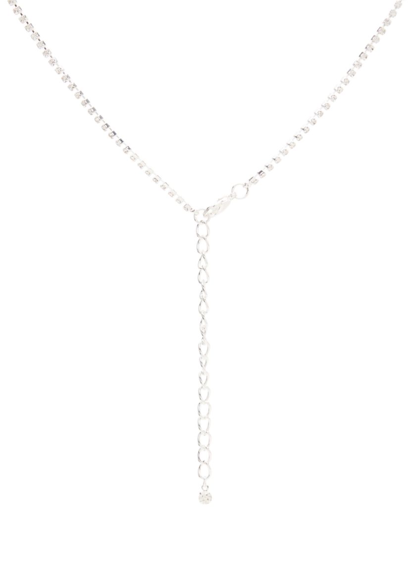 Silver Tone Y Neck Crystal Necklace