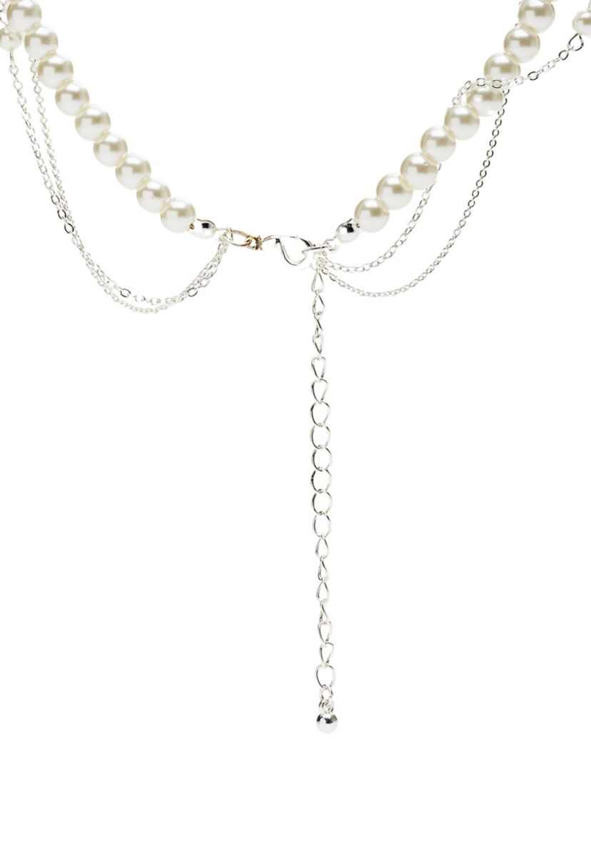 Silver Tone Classic Pearl Layering Necklace