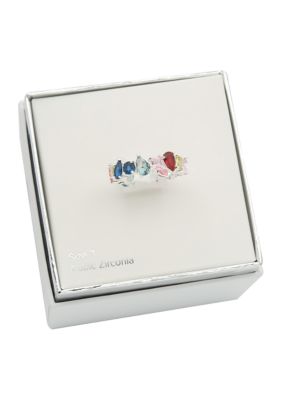 Lab Created Silver Multicolor Cubic Zirconia Ring