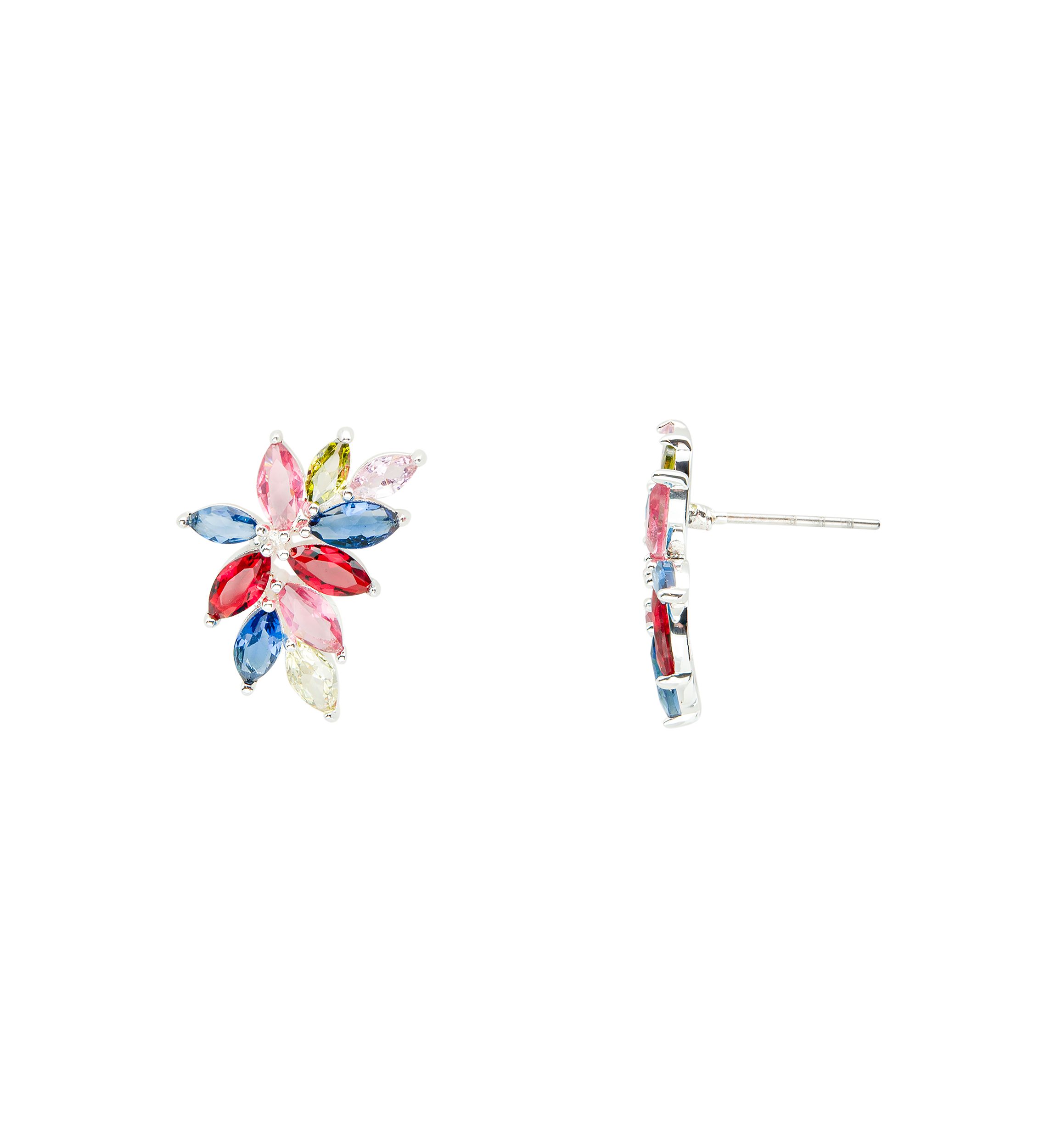 Lab Created Multi Color Cubic Zirconia & Crystal Silver Earrings