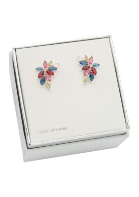 Lab Created Multi Color Cubic Zirconia & Crystal Silver Earrings