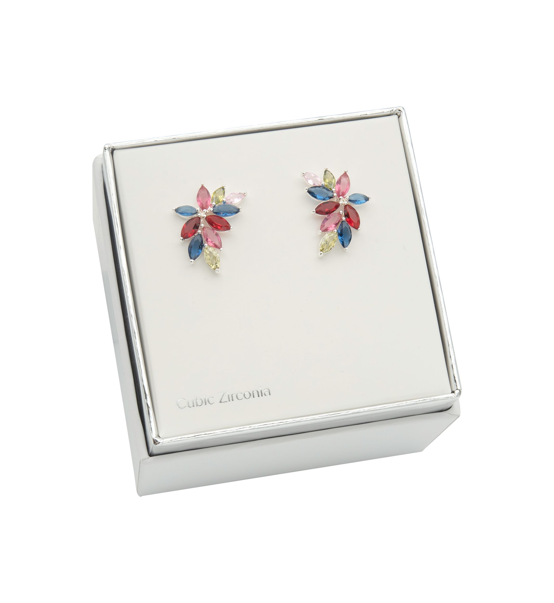Lab Created Multi Color Cubic Zirconia & Crystal Silver Earrings