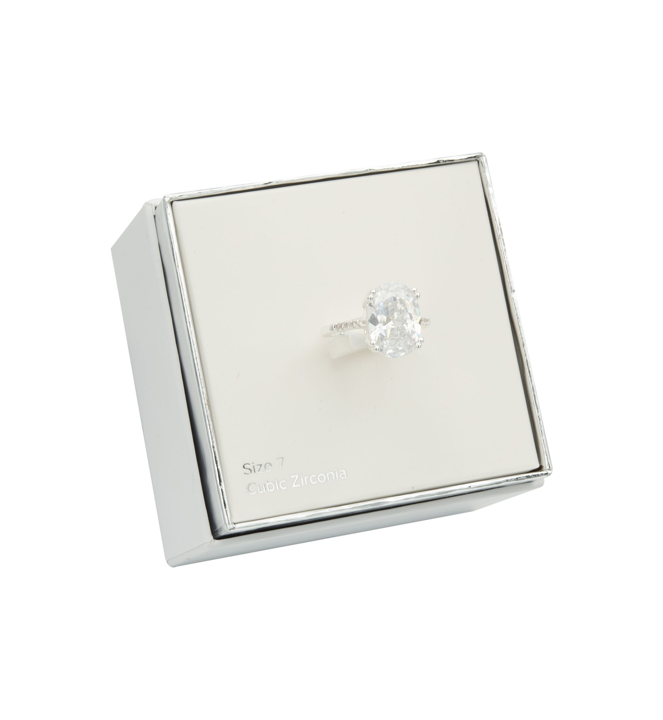 Silver Cubic Zirconia Oval Pavé Band Ring