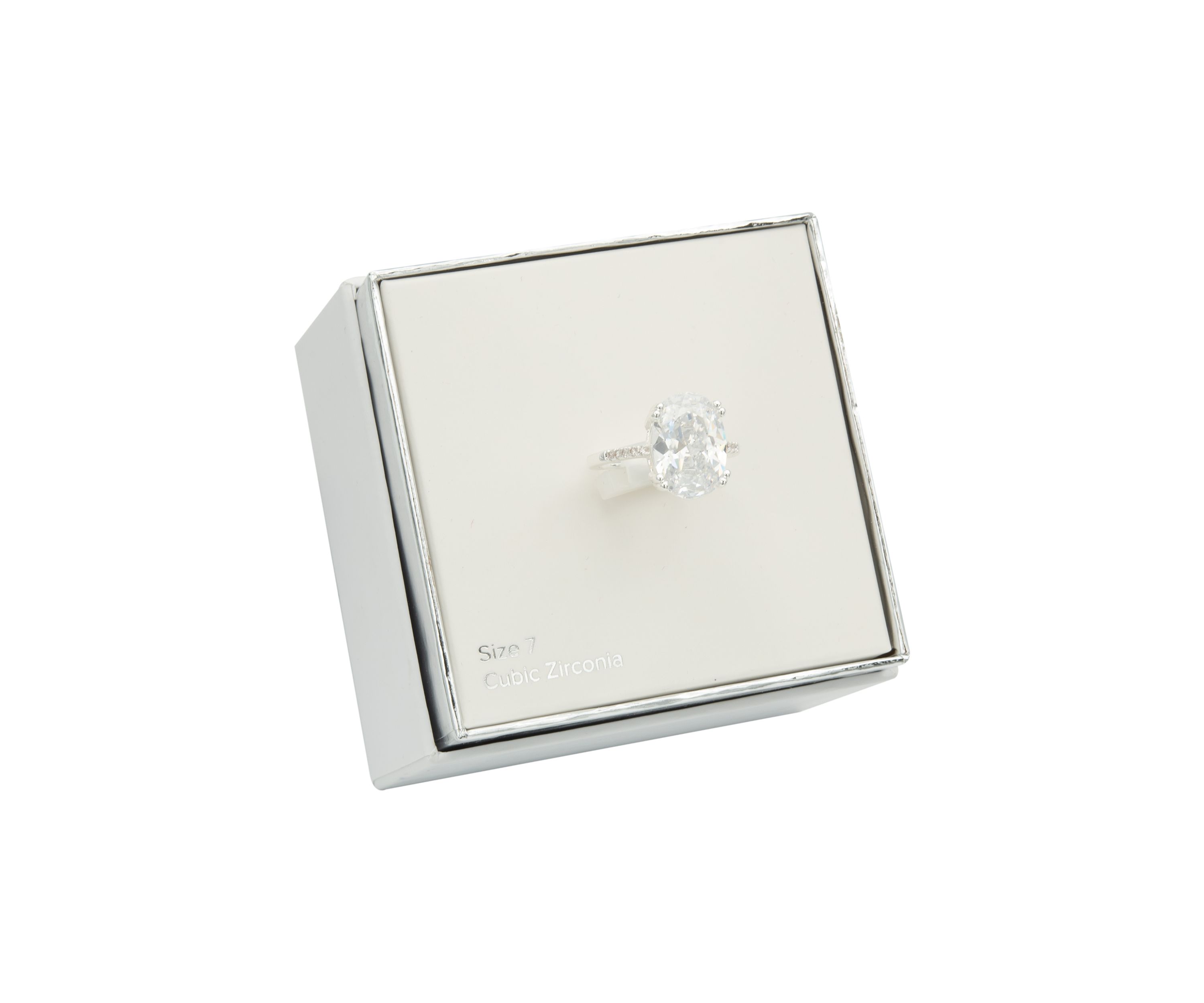 Silver Cubic Zirconia Oval Pavé Band Ring