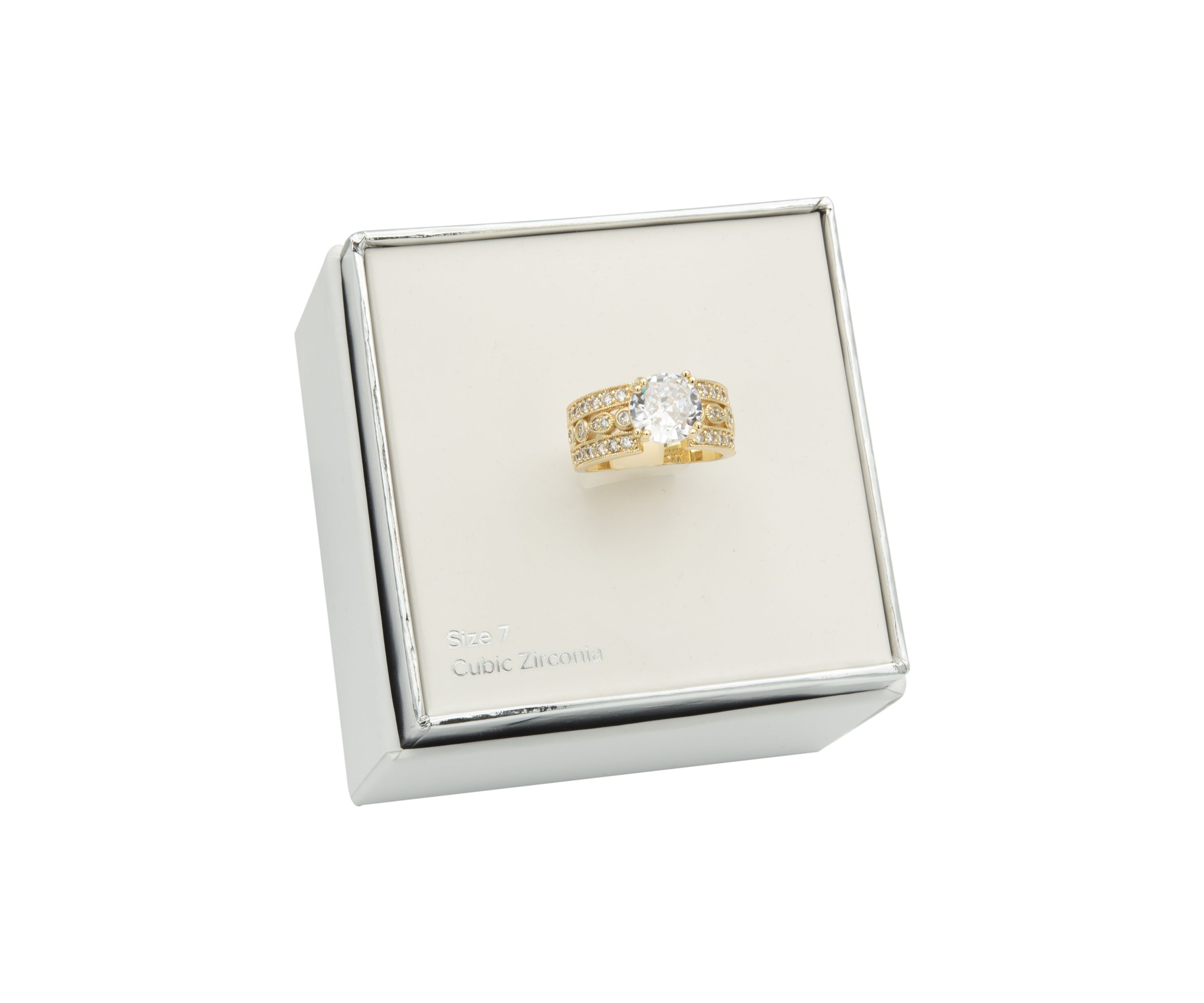 Gold Tone Triple Pavé Band Stone Ring