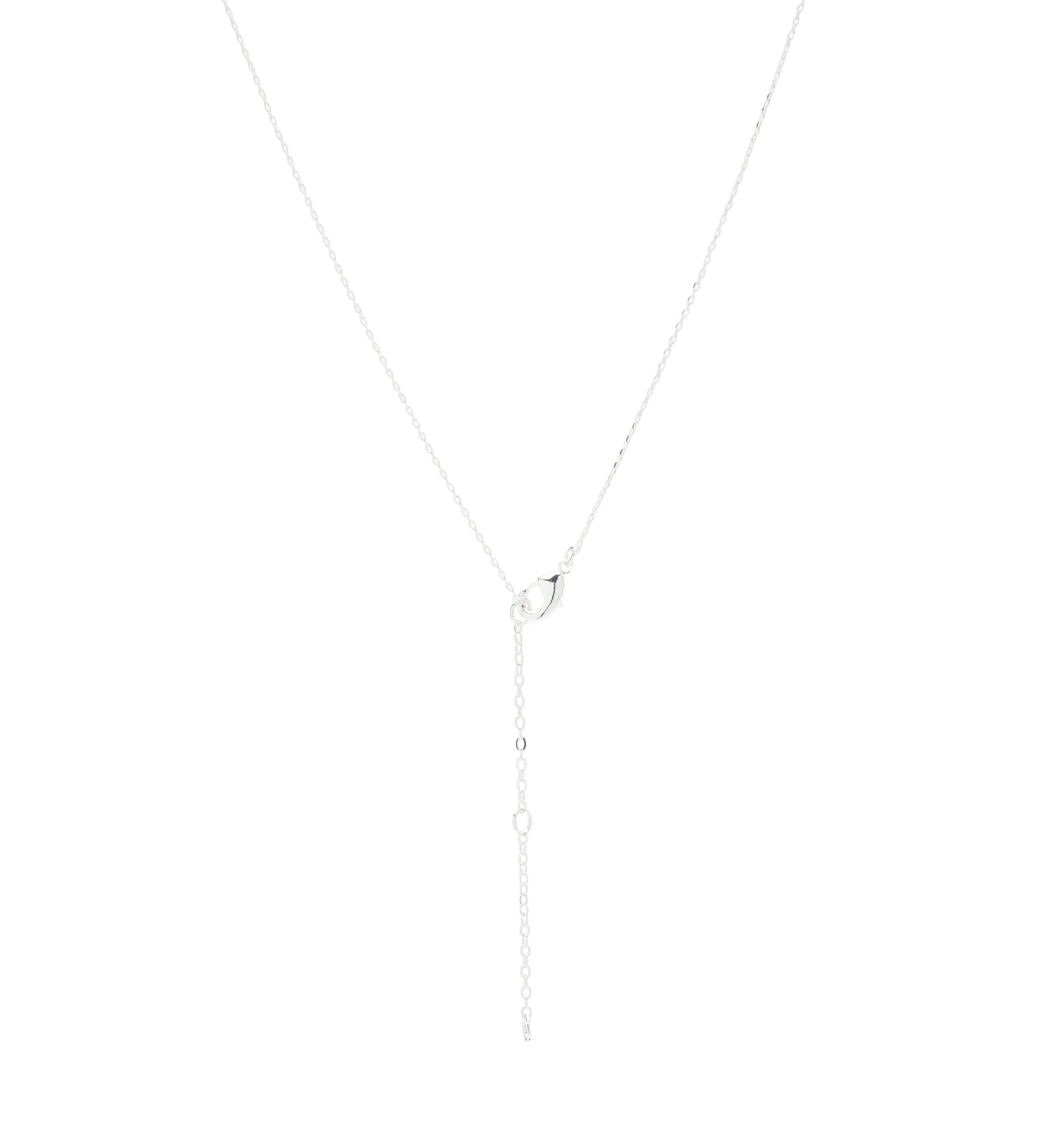 Silver Tone Cubic Zirconia Pavé Double Cross Charm Pendant Necklace