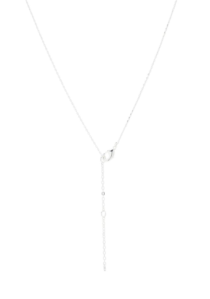 Silver Tone Cubic Zirconia Pavé Double Cross Charm Pendant Necklace
