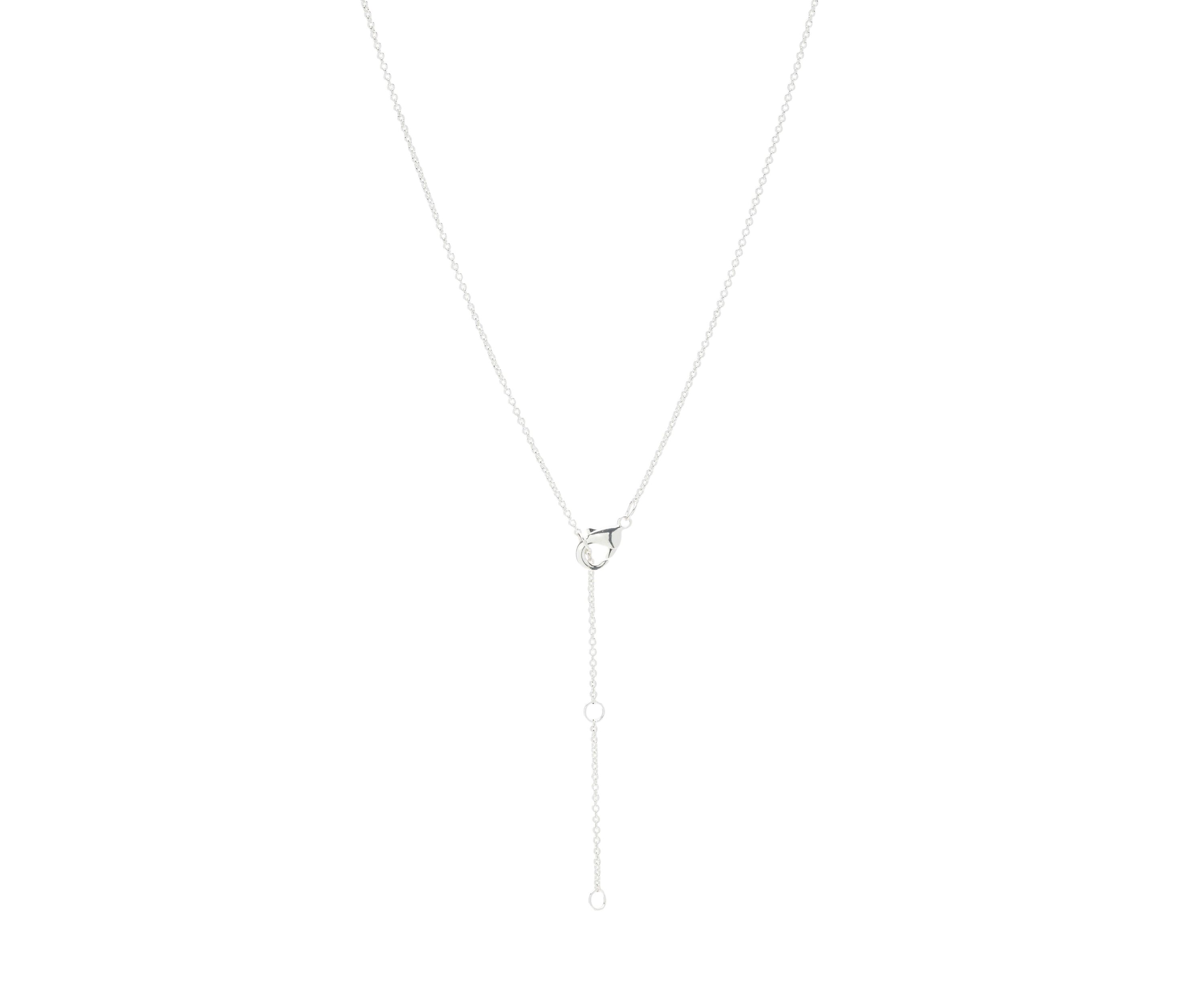Silver Tone Emerald Stone Drop Pendant Necklace