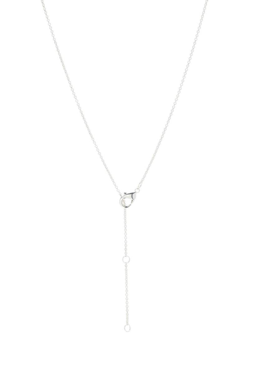 Silver Tone Emerald Stone Drop Pendant Necklace