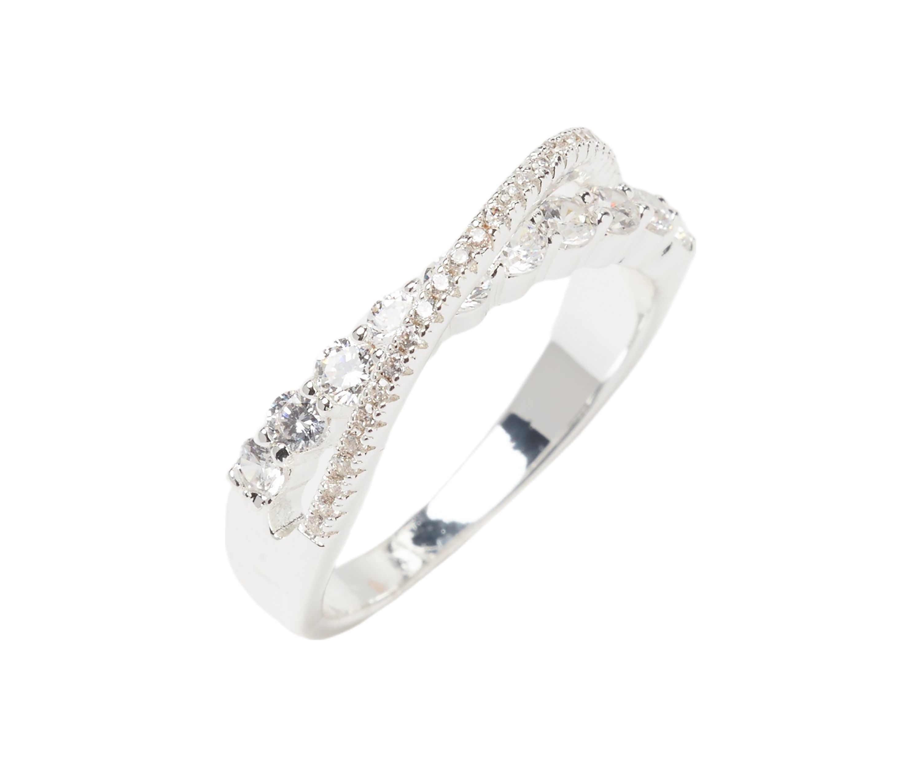 Silver Tone Cubic Zirconia Pavé Wrapped Band Ring