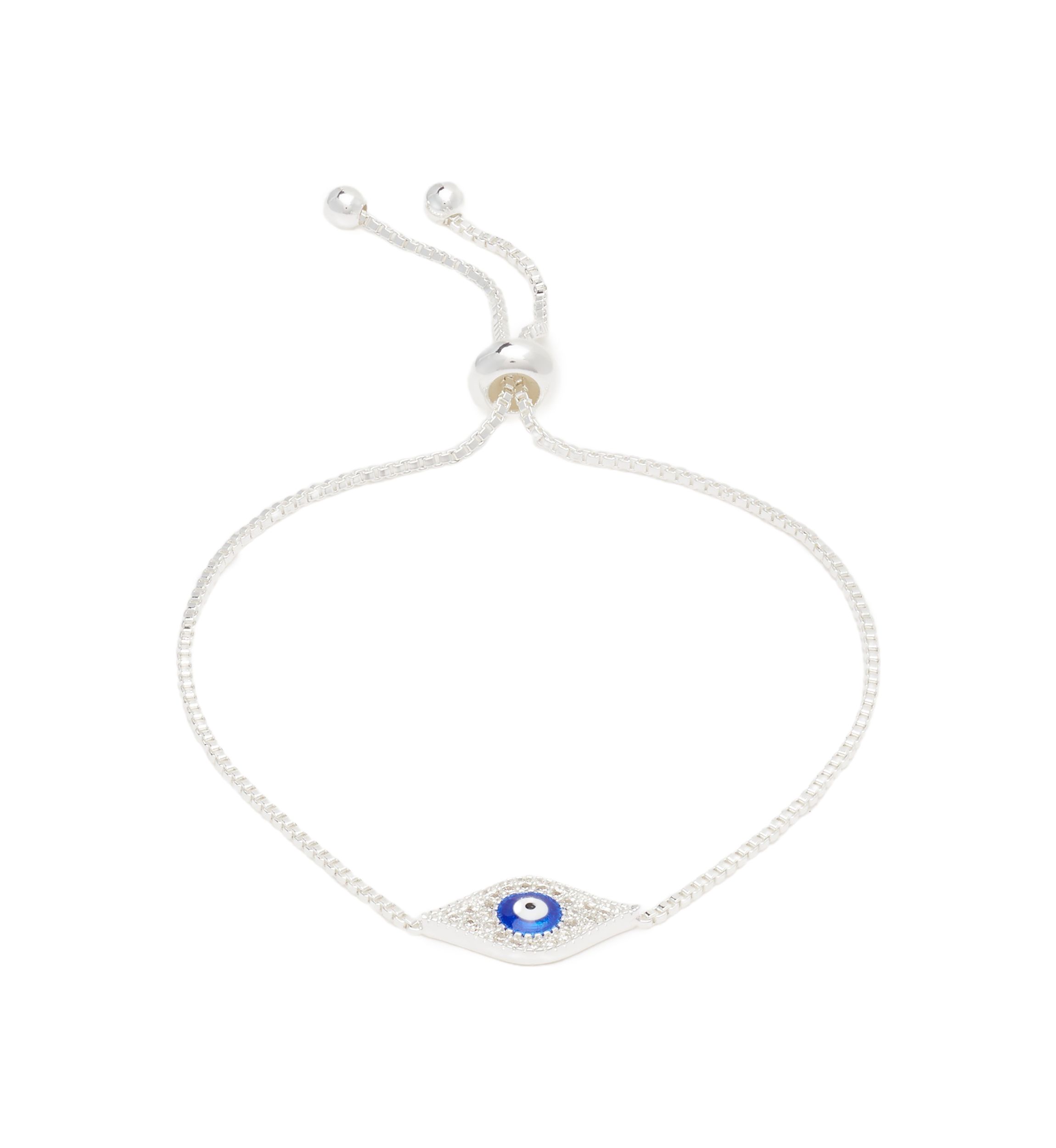 Cubic Zirconia Evil Eye Pavé Bolo Adjustable Bracelet
