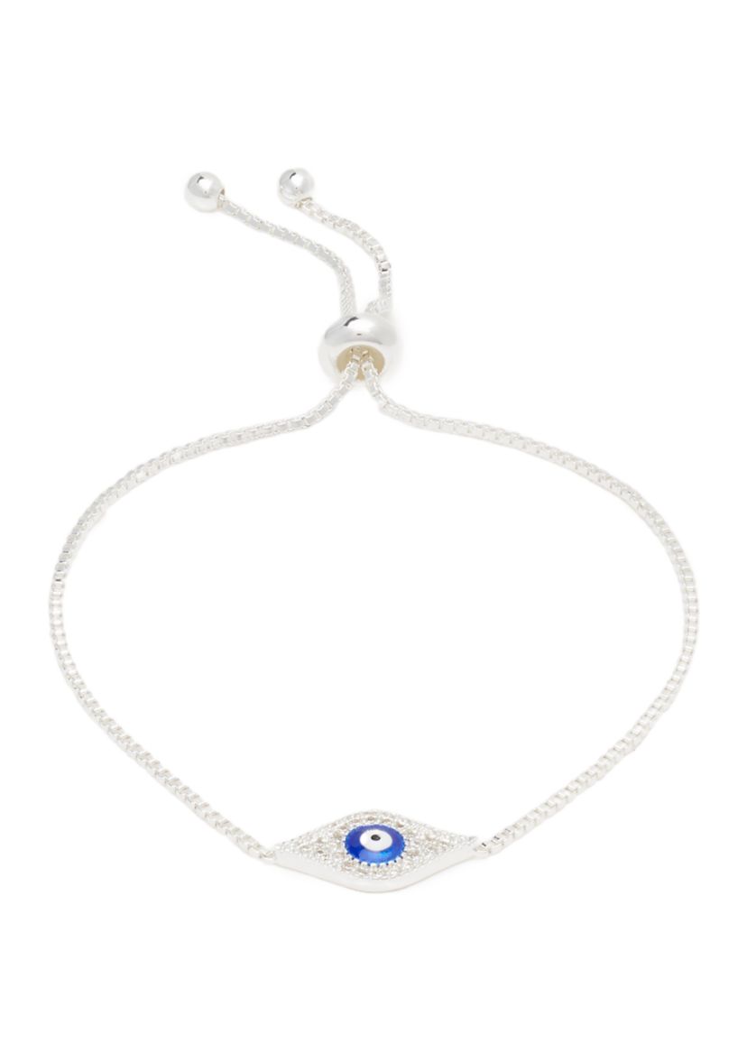 Cubic Zirconia Evil Eye Pavé Bolo Adjustable Bracelet