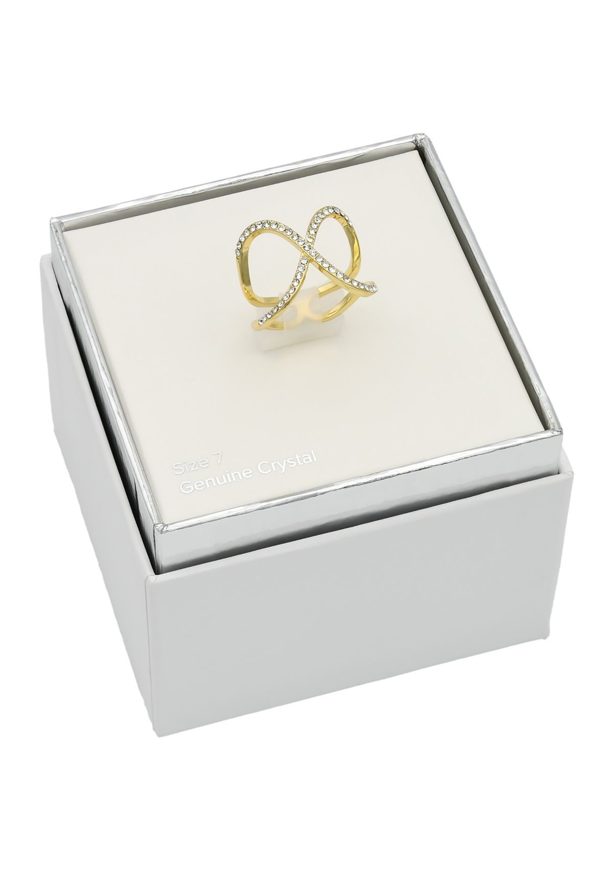 Gold Tone Crystal Pavé X Band Ring