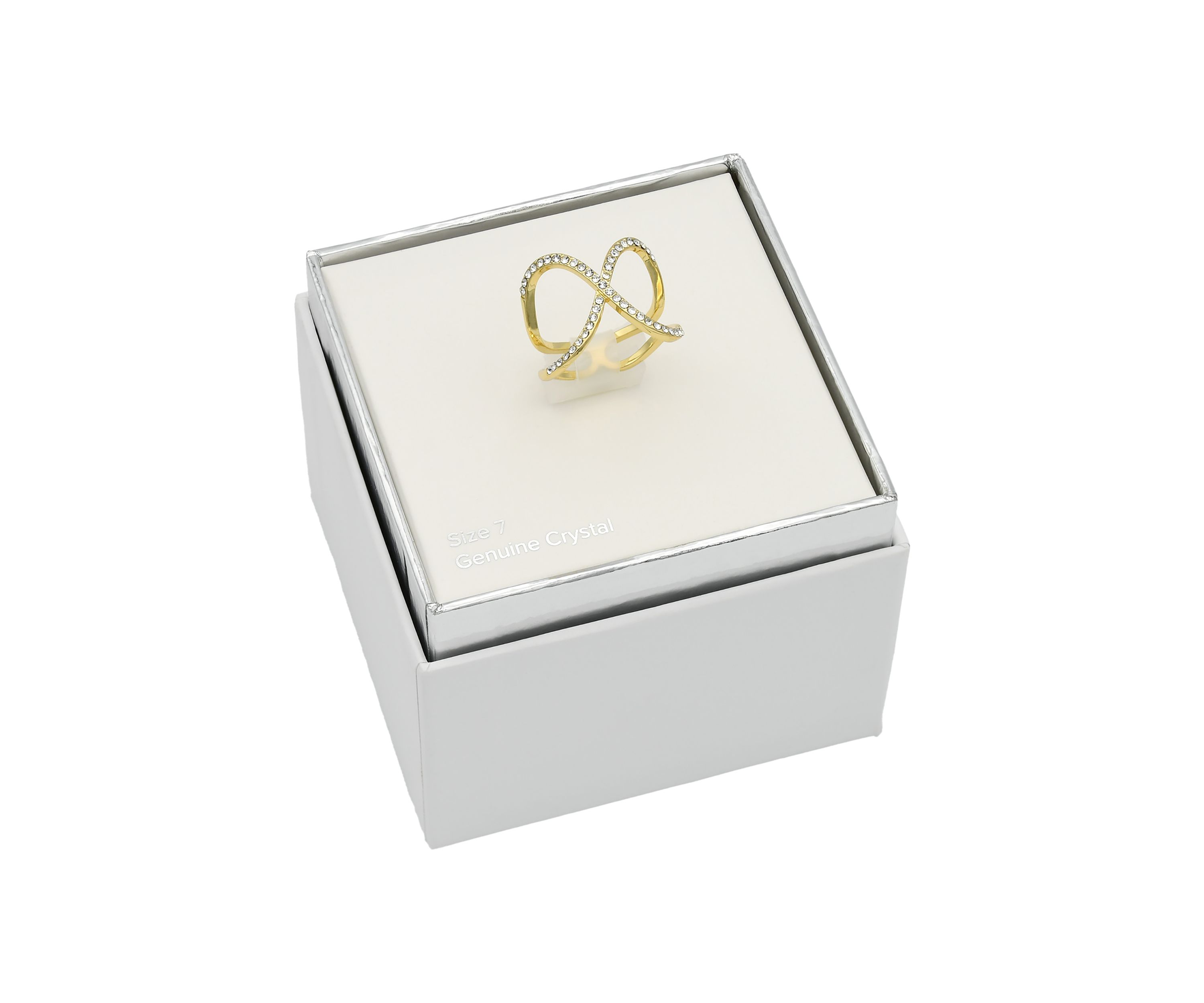 Gold Tone Crystal Pavé X Band Ring
