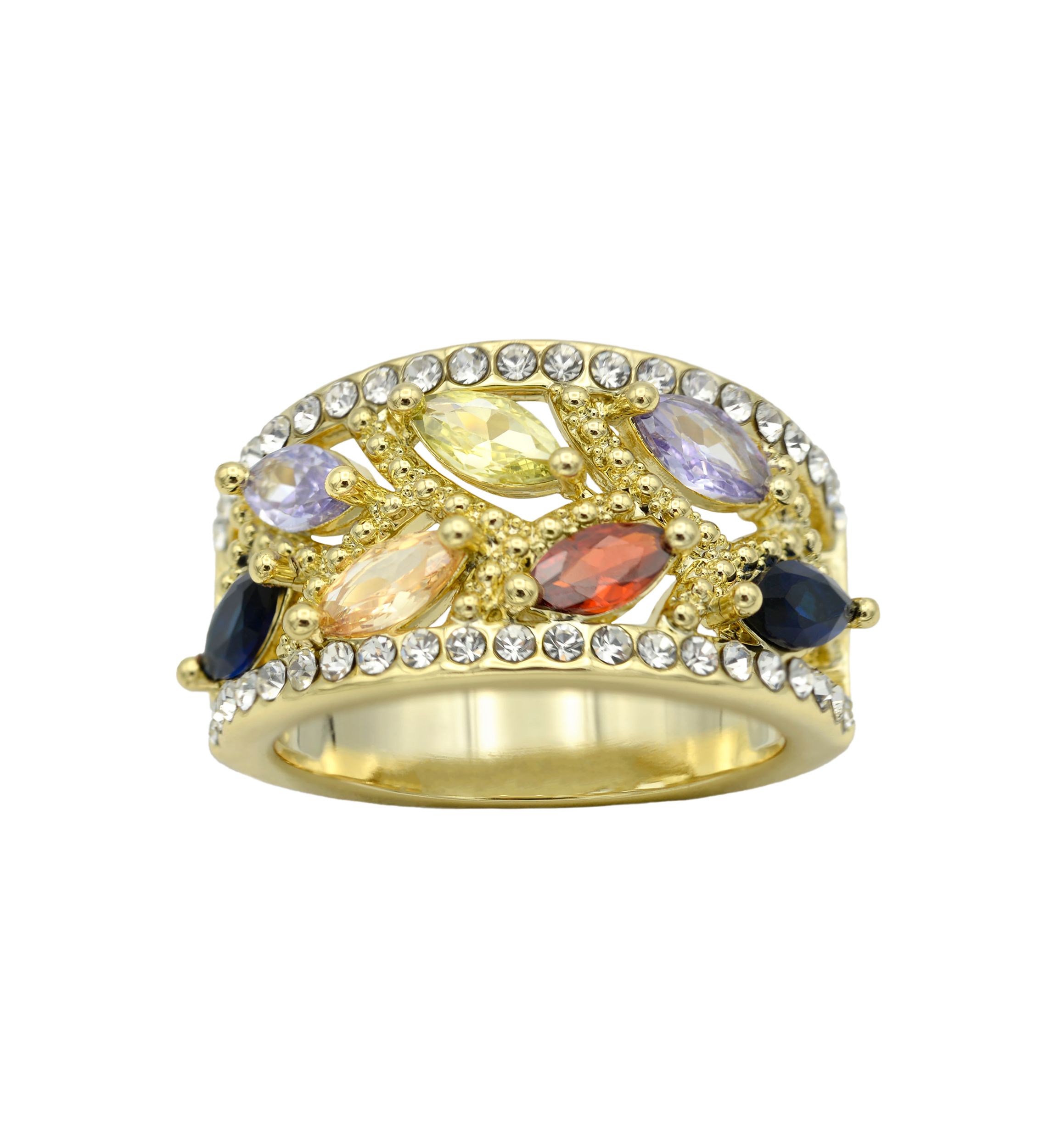 Gold Tone Marquise Pave Band Ring