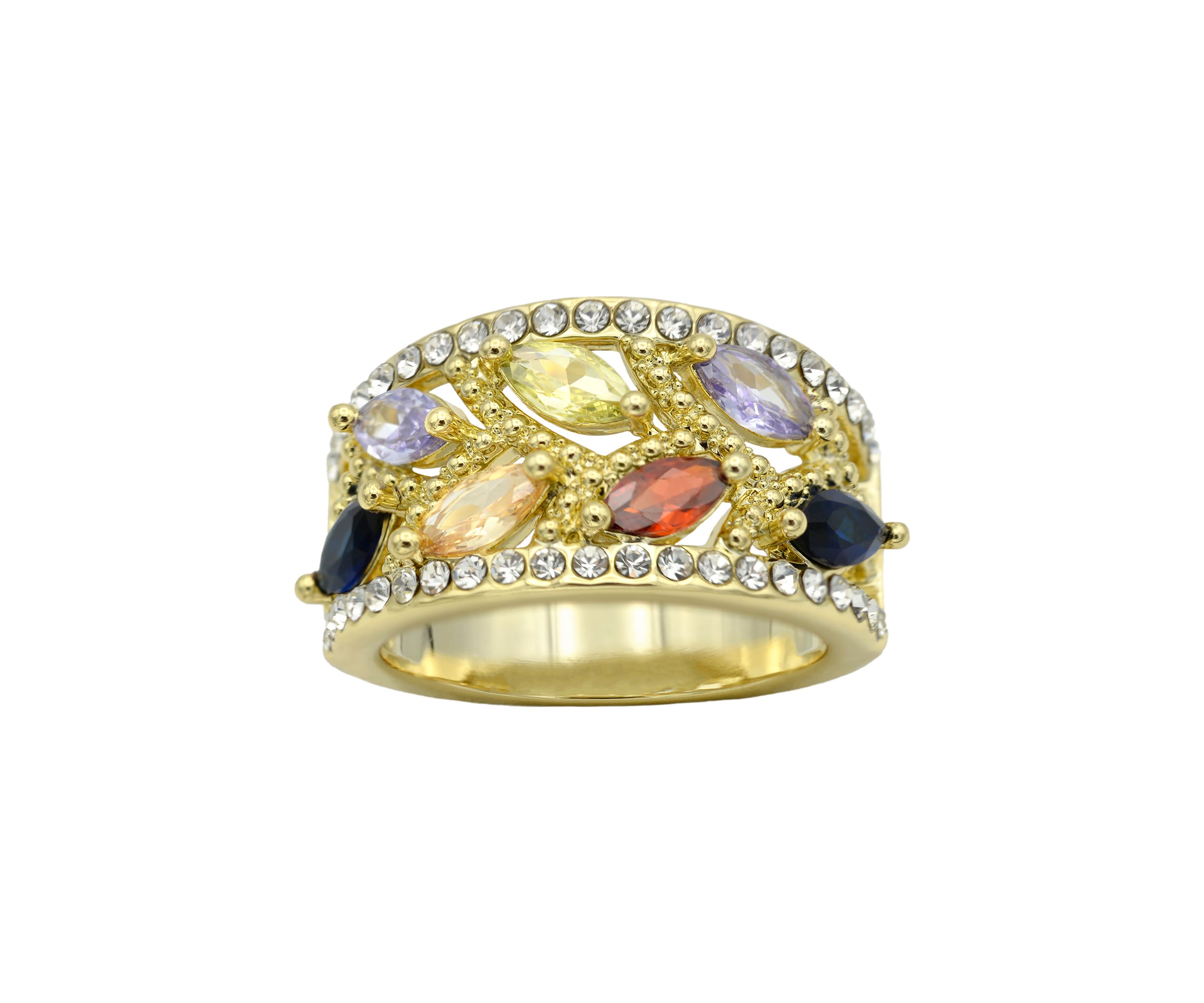 Gold Tone Marquise Pave Band Ring