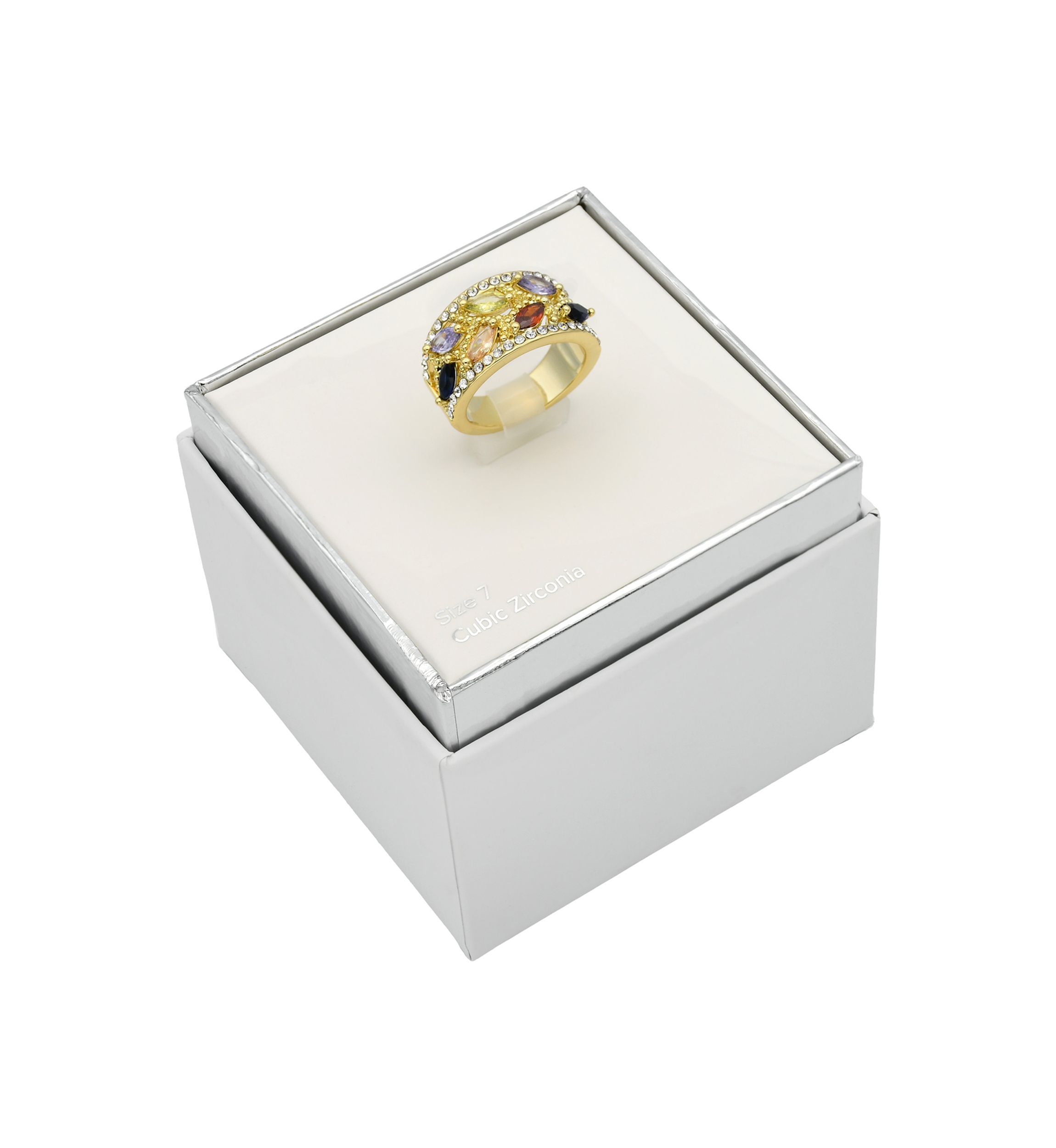 Gold Tone Marquise Pave Band Ring