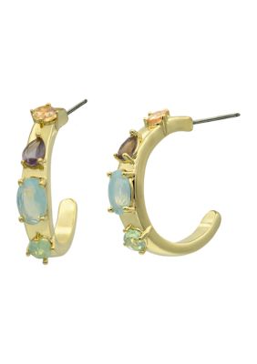 evie  emma Gold Tone Multi Pear Stone Hoop Earrings