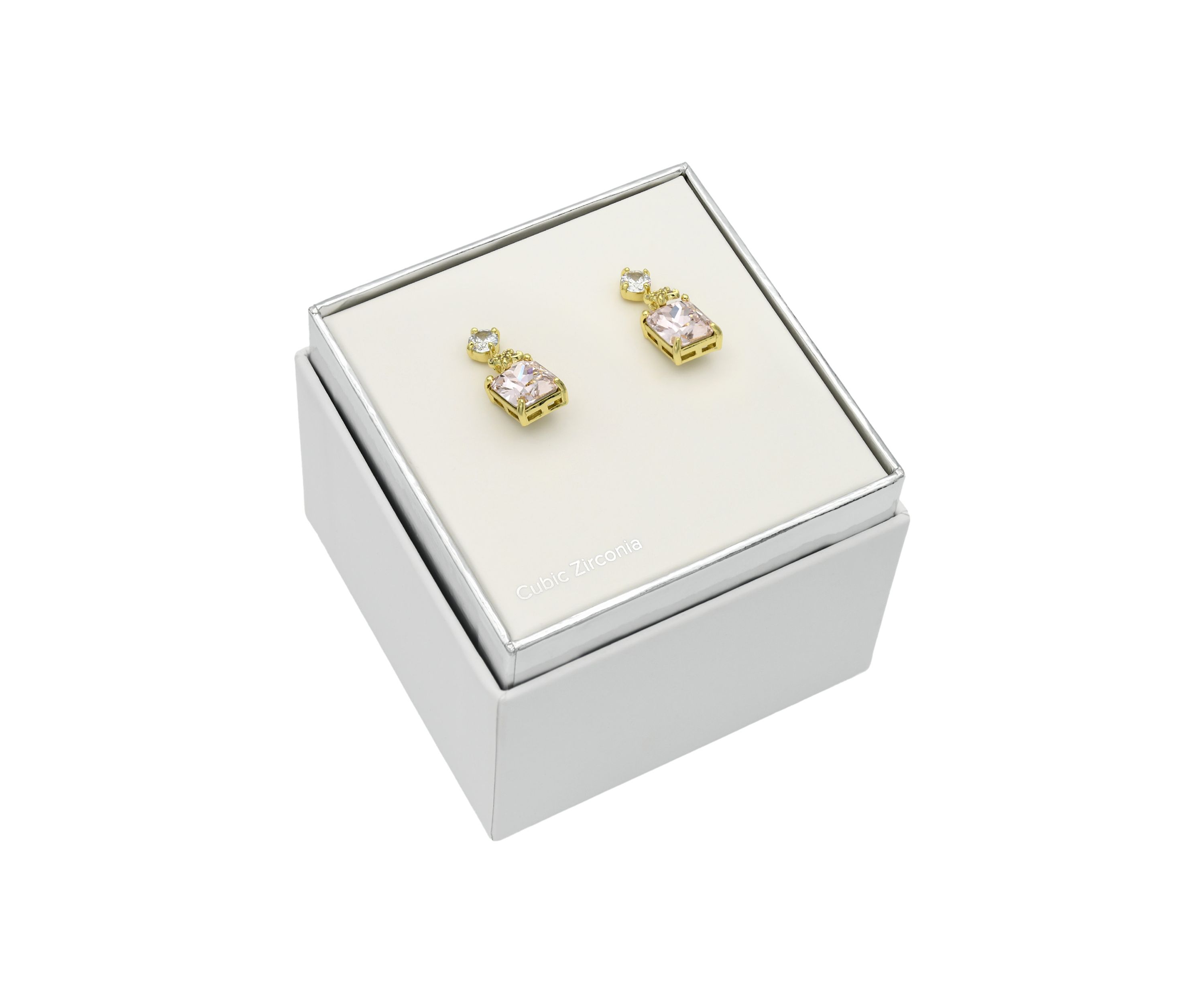 Gold Tone 2 Stone Drop Earrings