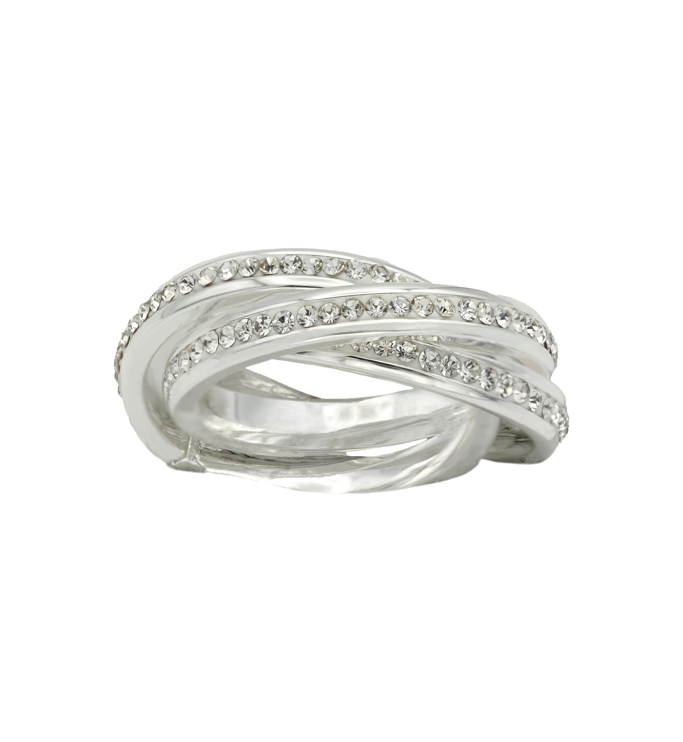 Silver Tone Interlocking Eternity 3 Band Ring
