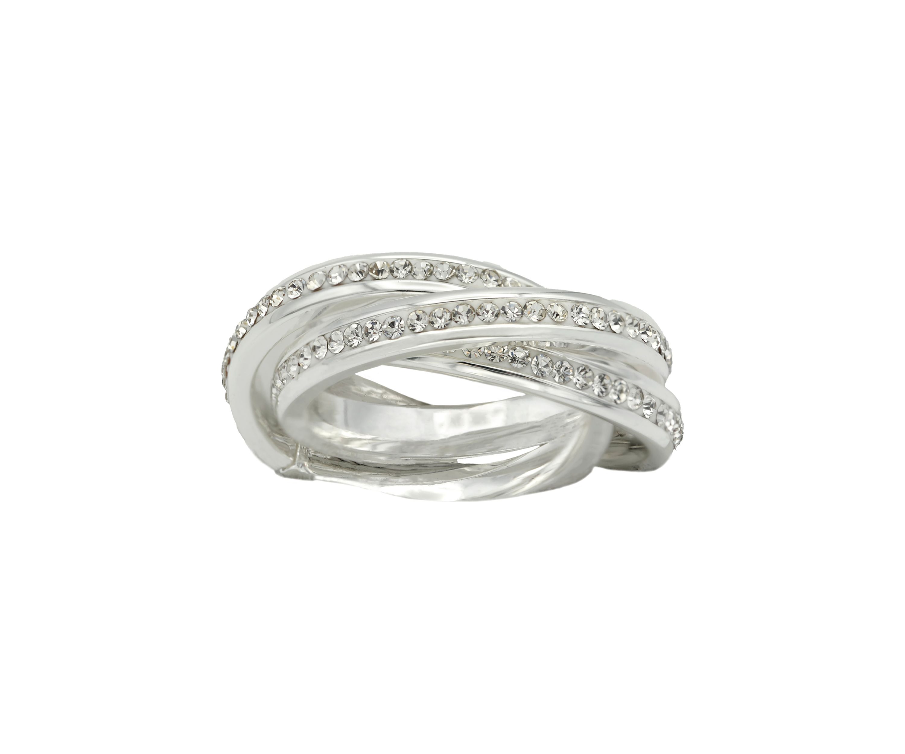 Silver Tone Interlocking Eternity 3 Band Ring