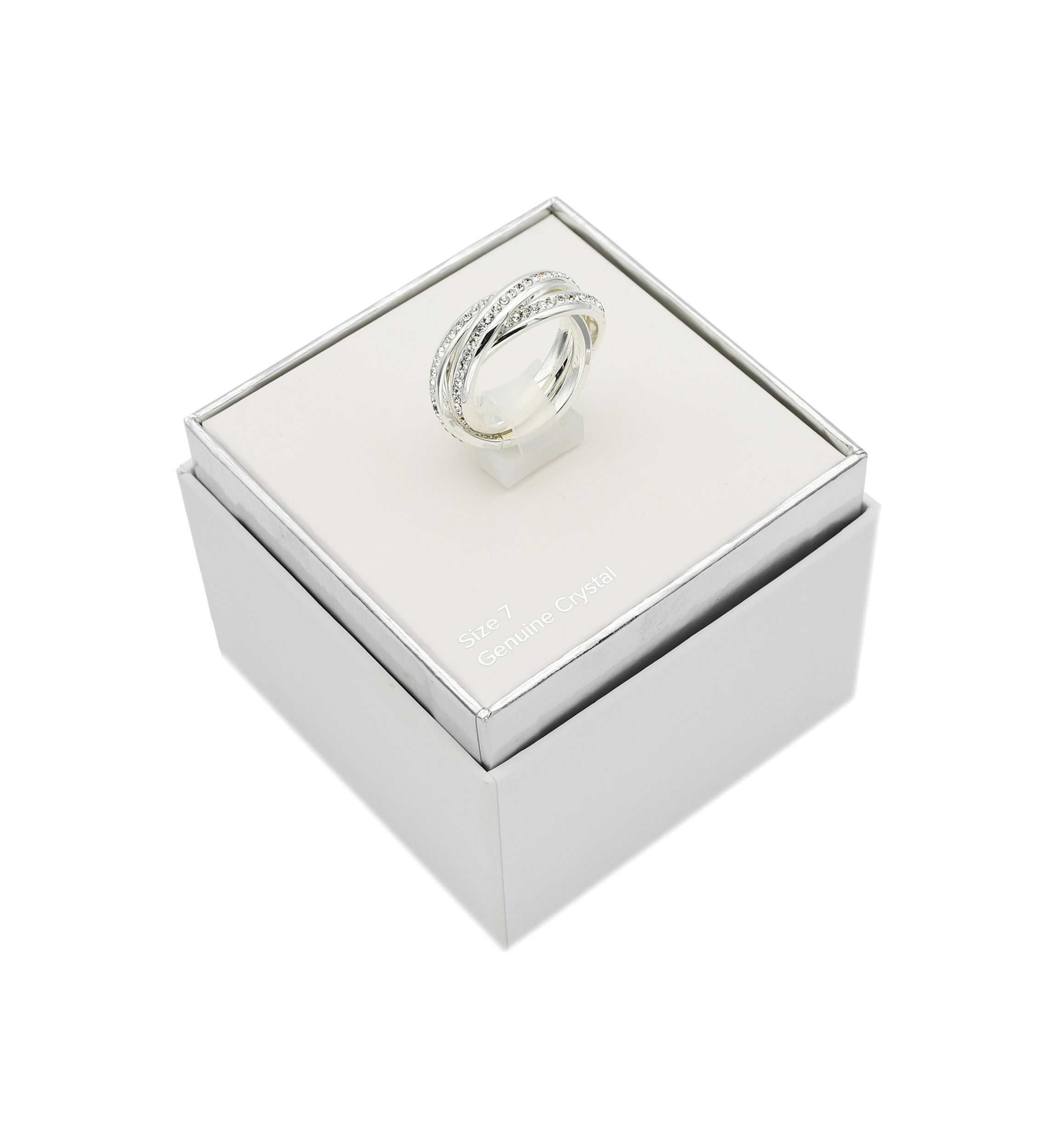 Silver Tone Interlocking Eternity 3 Band Ring
