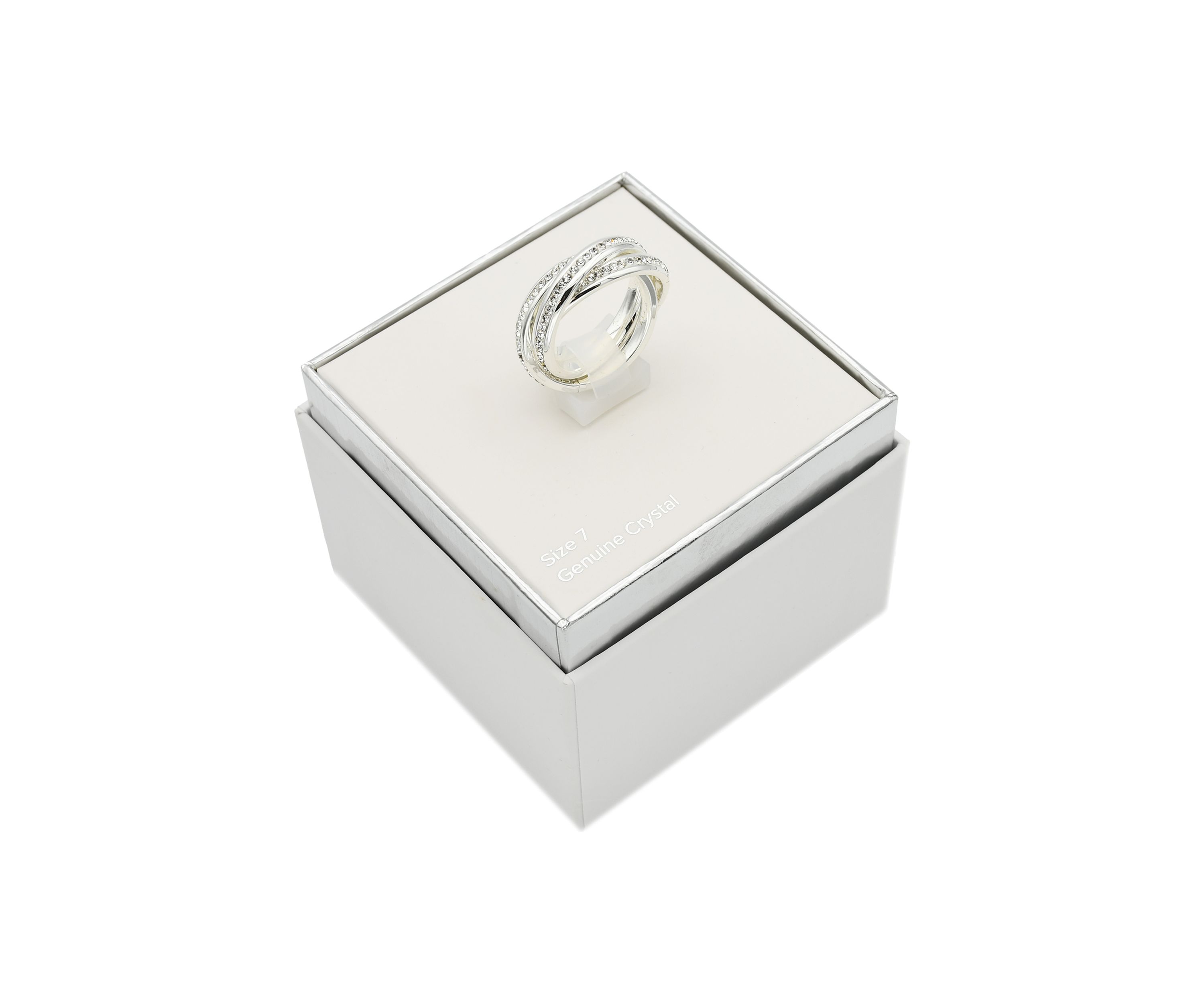 Silver Tone Interlocking Eternity 3 Band Ring