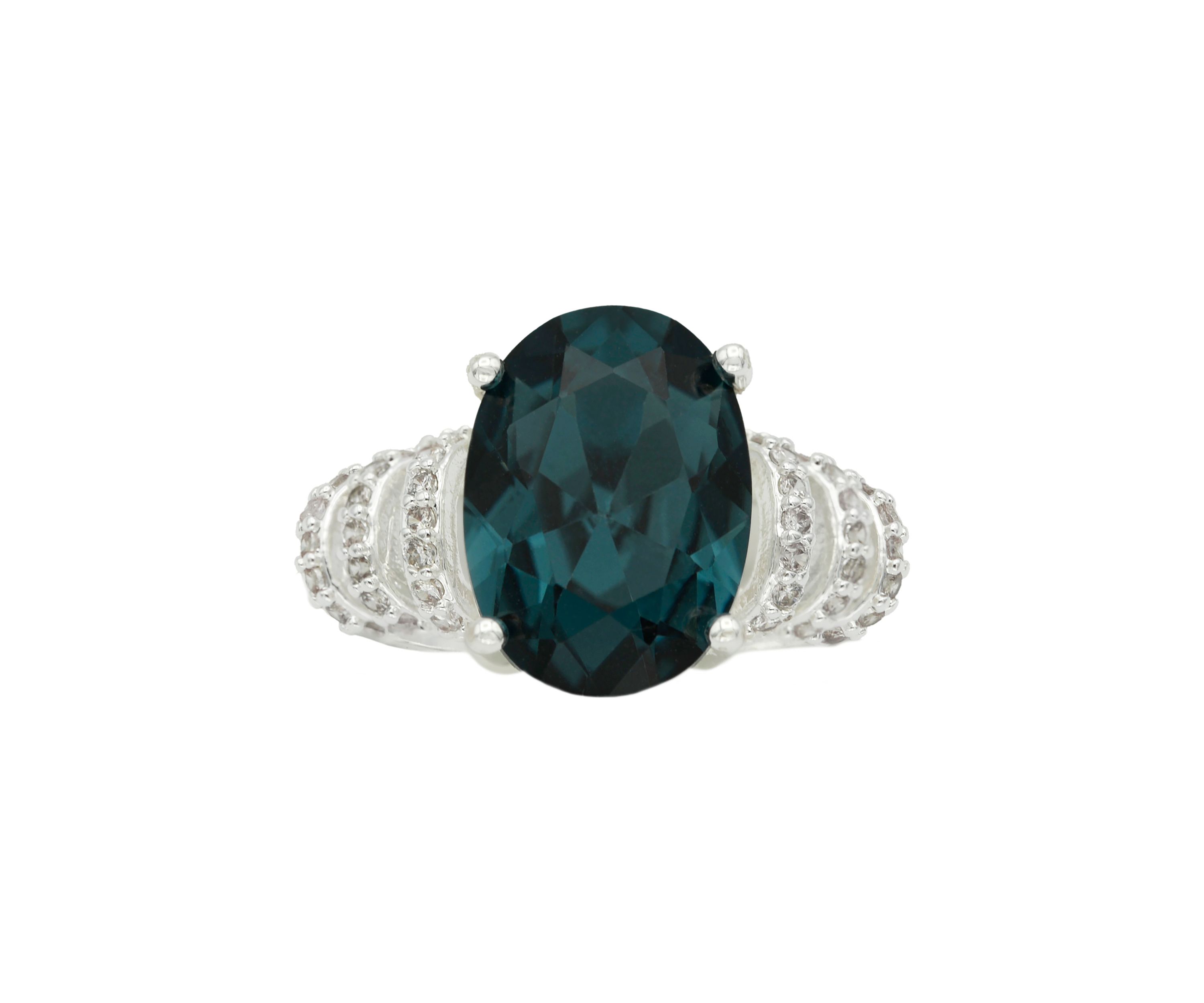 Blue Oval Stone Cubic Zirconia Wrap Band Ring