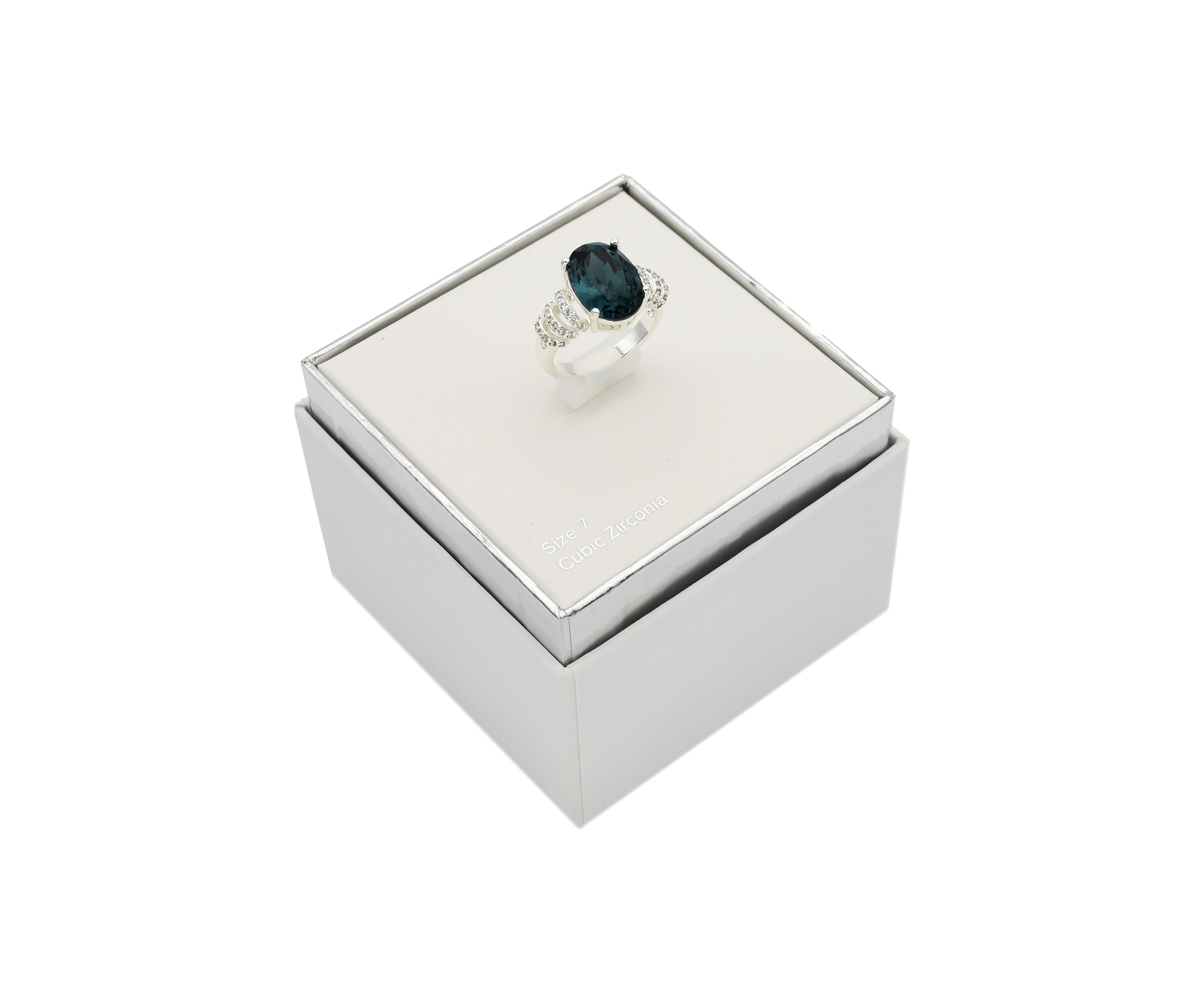 Blue Oval Stone Cubic Zirconia Wrap Band Ring