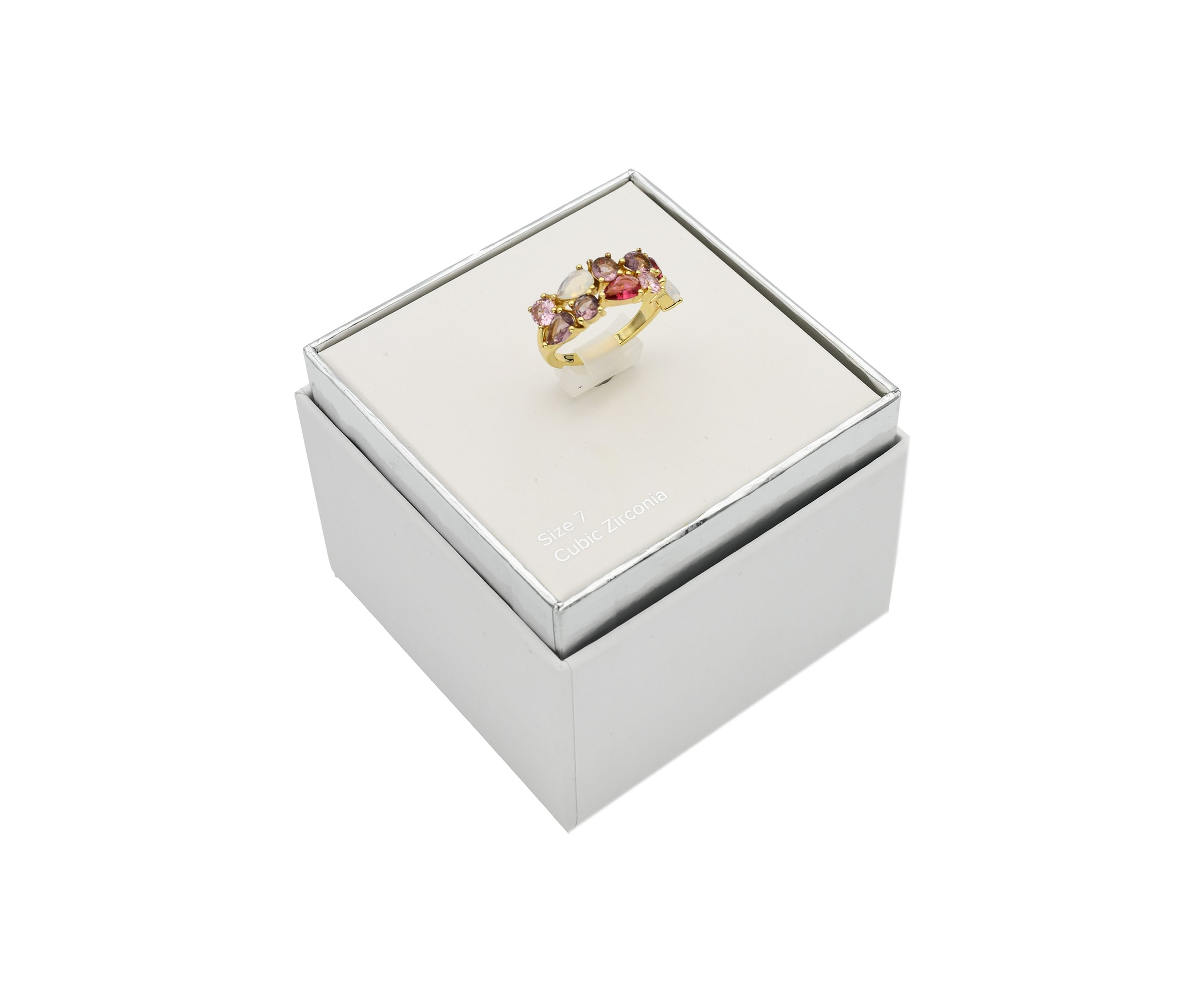 Lab Created Gold Tone Multi Stone Double Row Ring