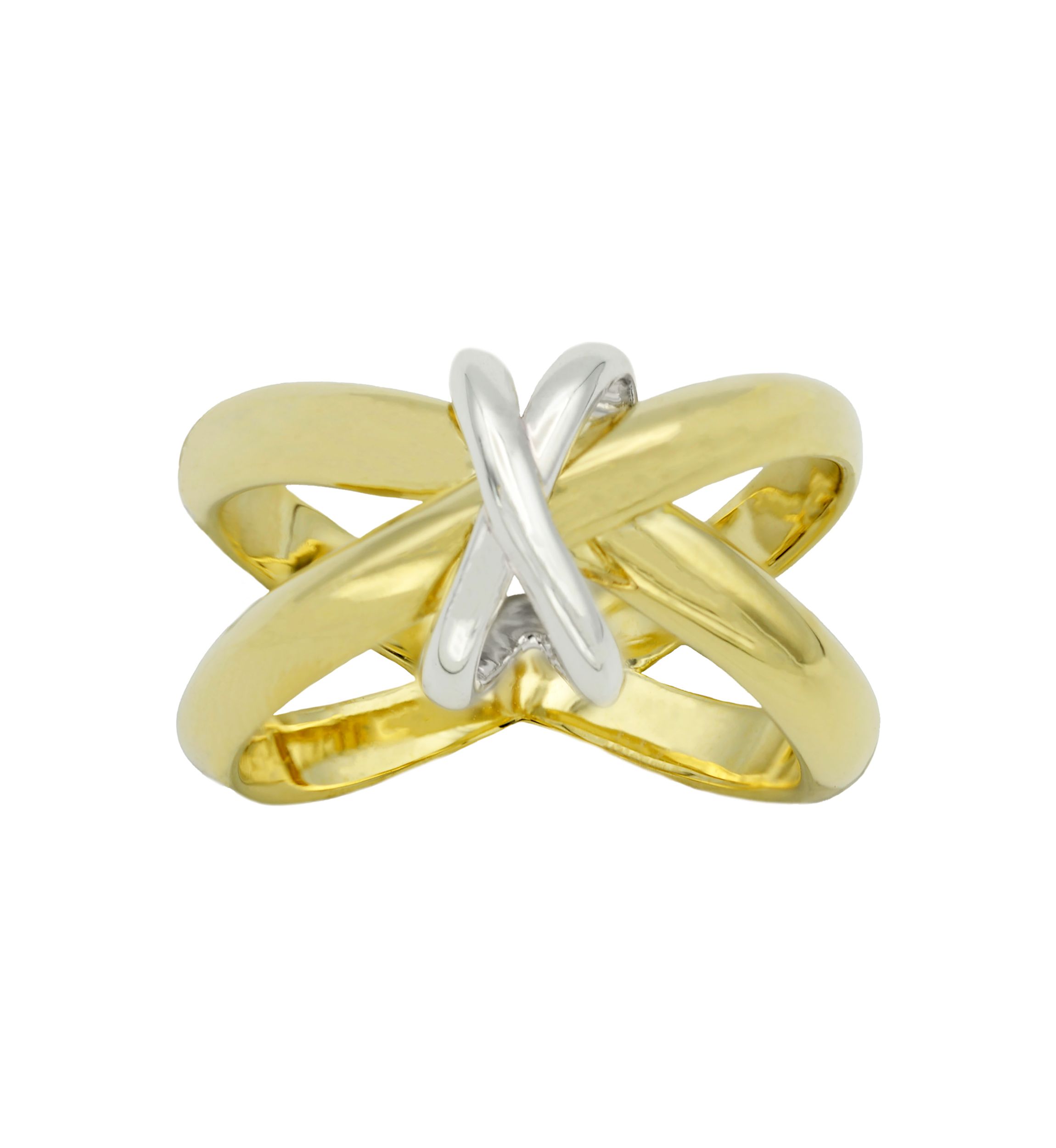Two Tone Interlocking X Band Ring