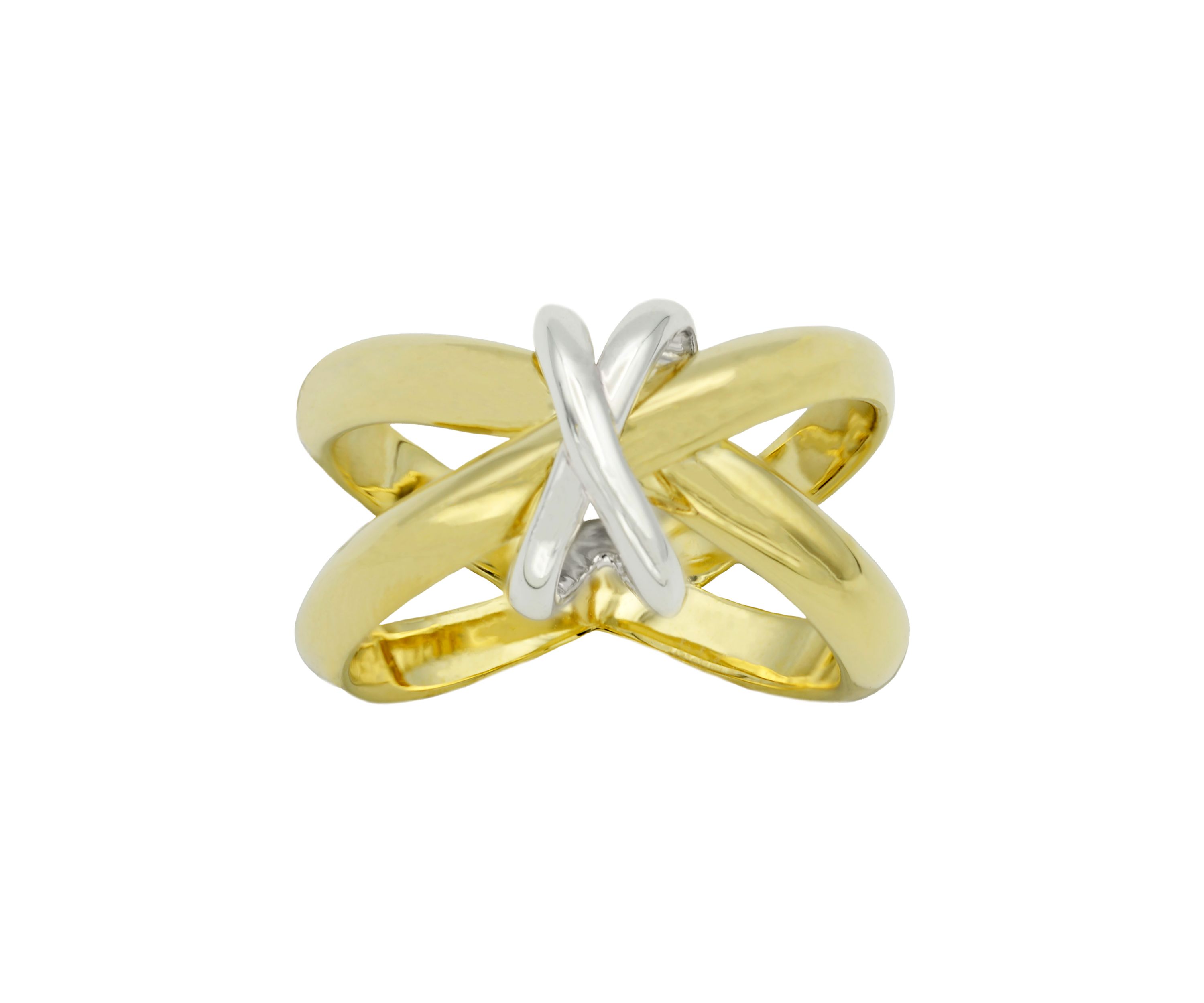 Two Tone Interlocking X Band Ring