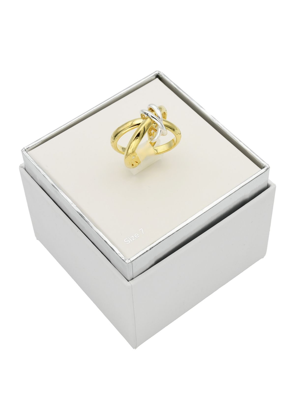 Two Tone Interlocking X Band Ring