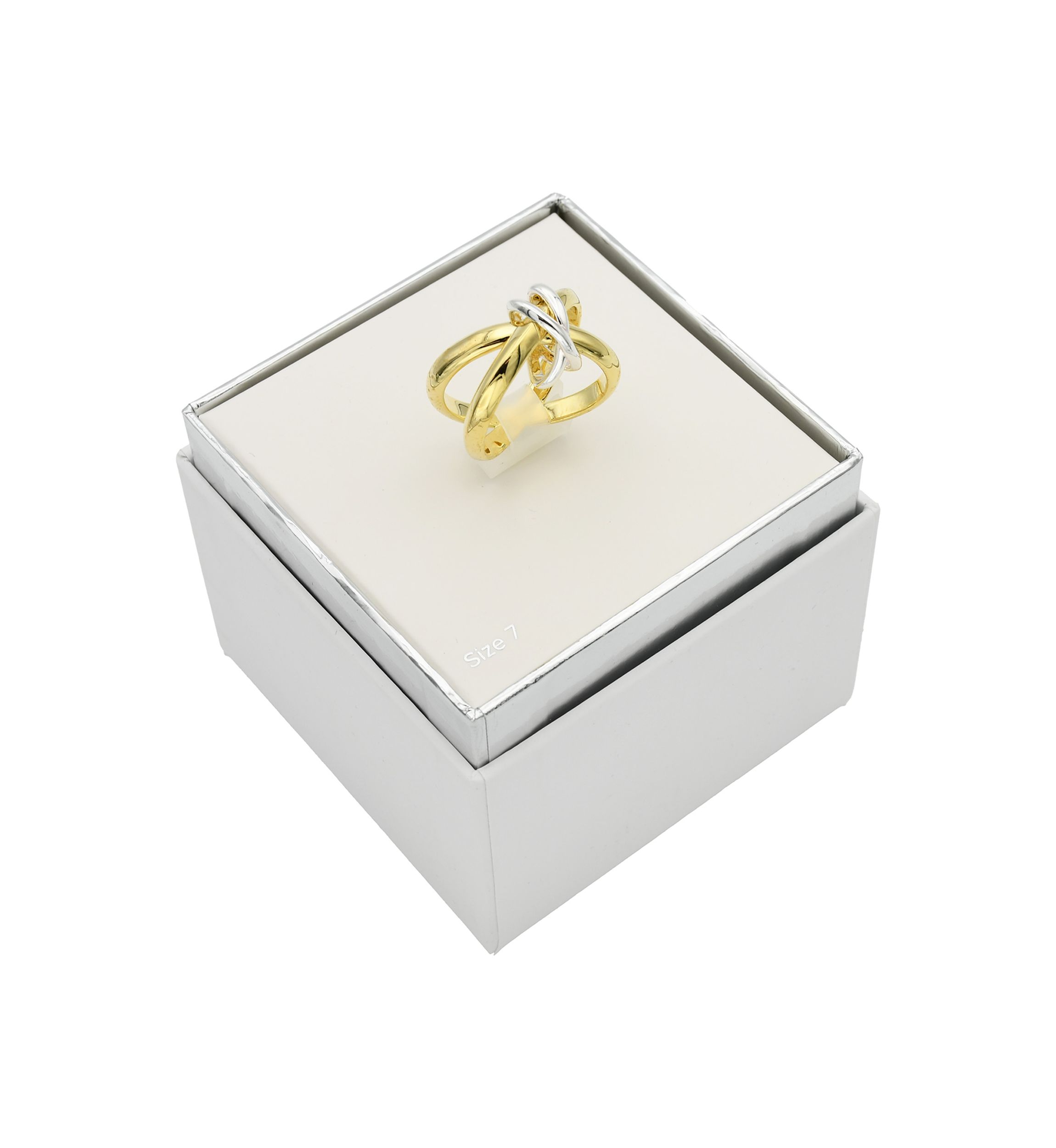 Two Tone Interlocking X Band Ring