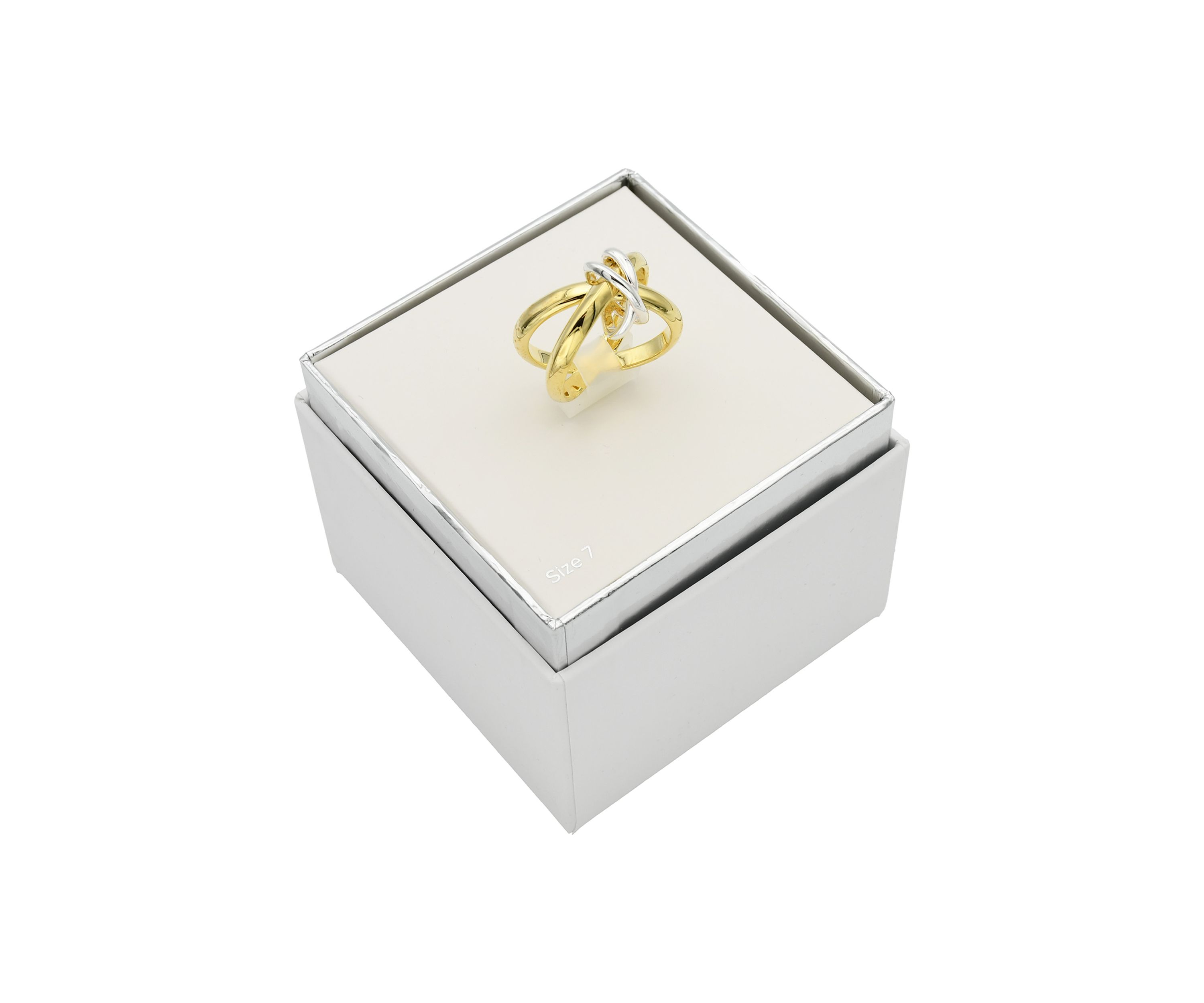 Two Tone Interlocking X Band Ring