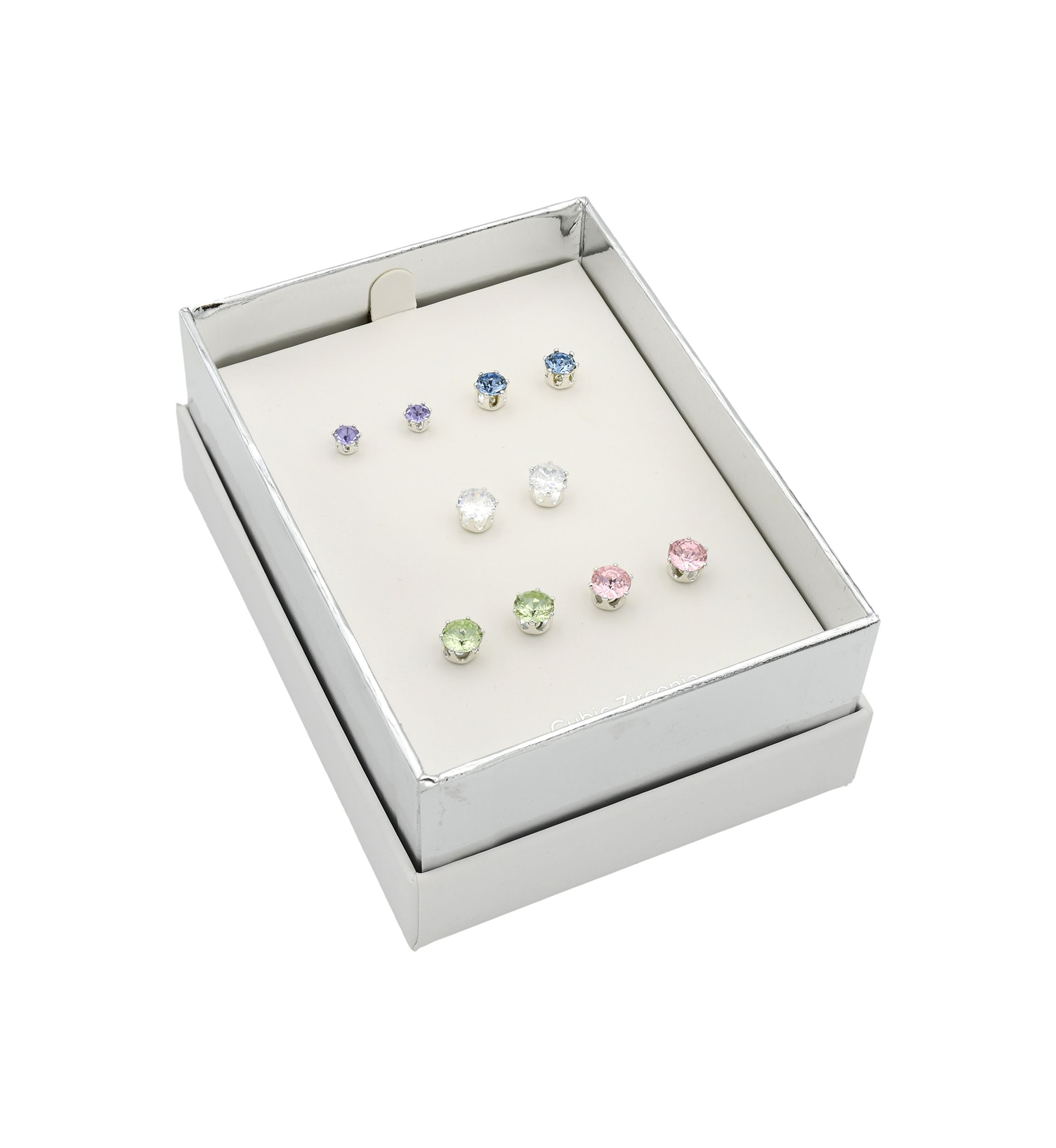 Silver Tone 5 Pack Multi Earring Set