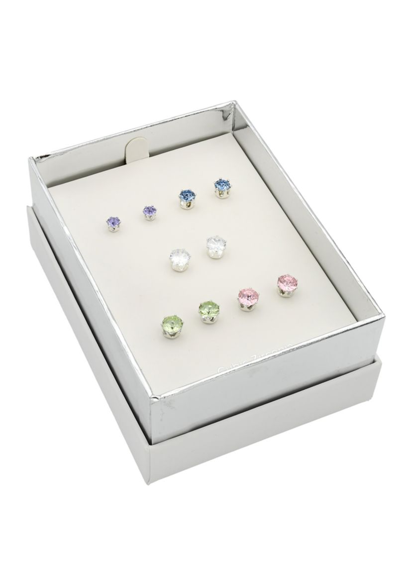 Silver Tone 5 Pack Multi Earring Set
