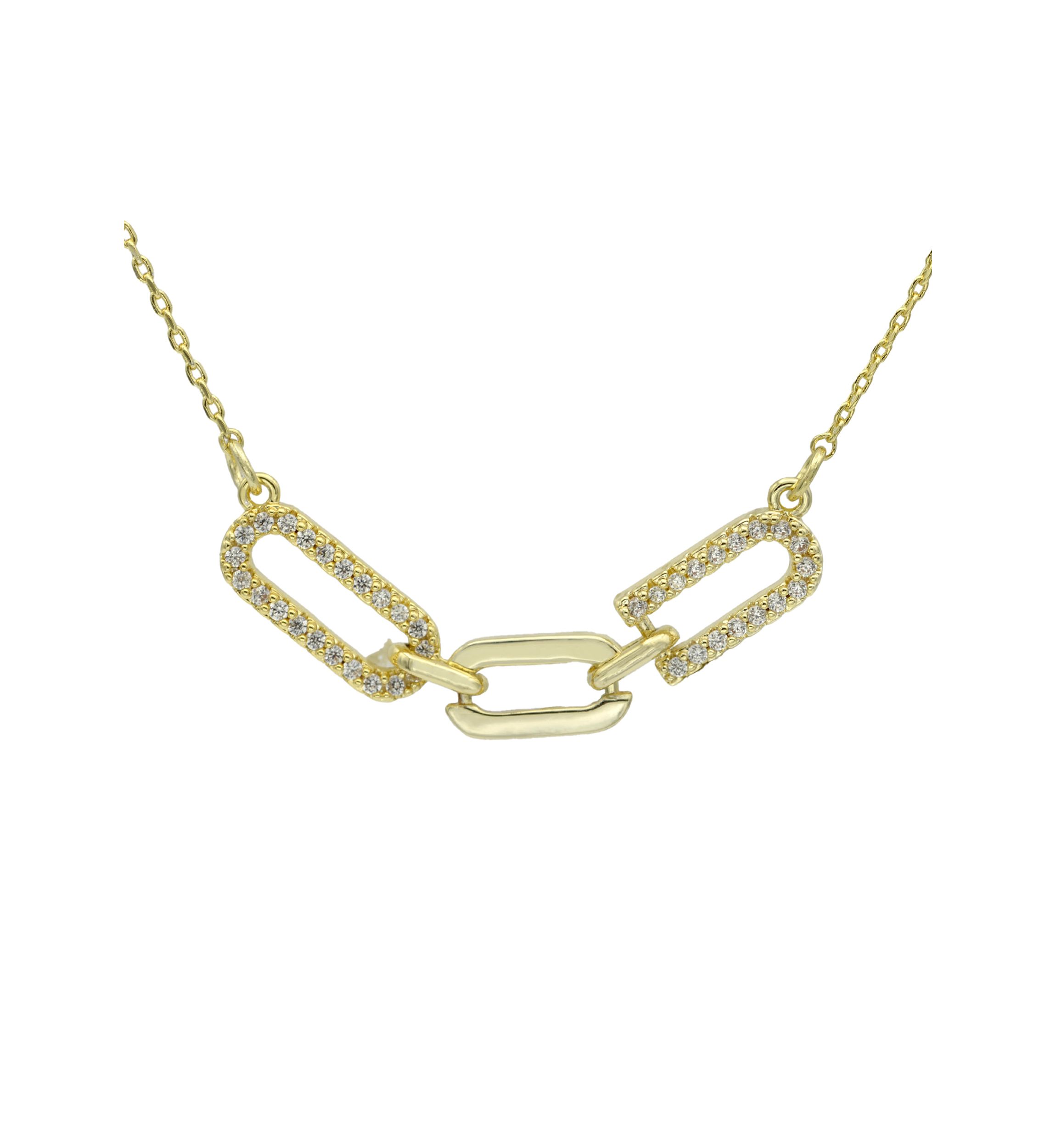 Gold Tone Cubic Zirconia Pavé Open Links Necklace