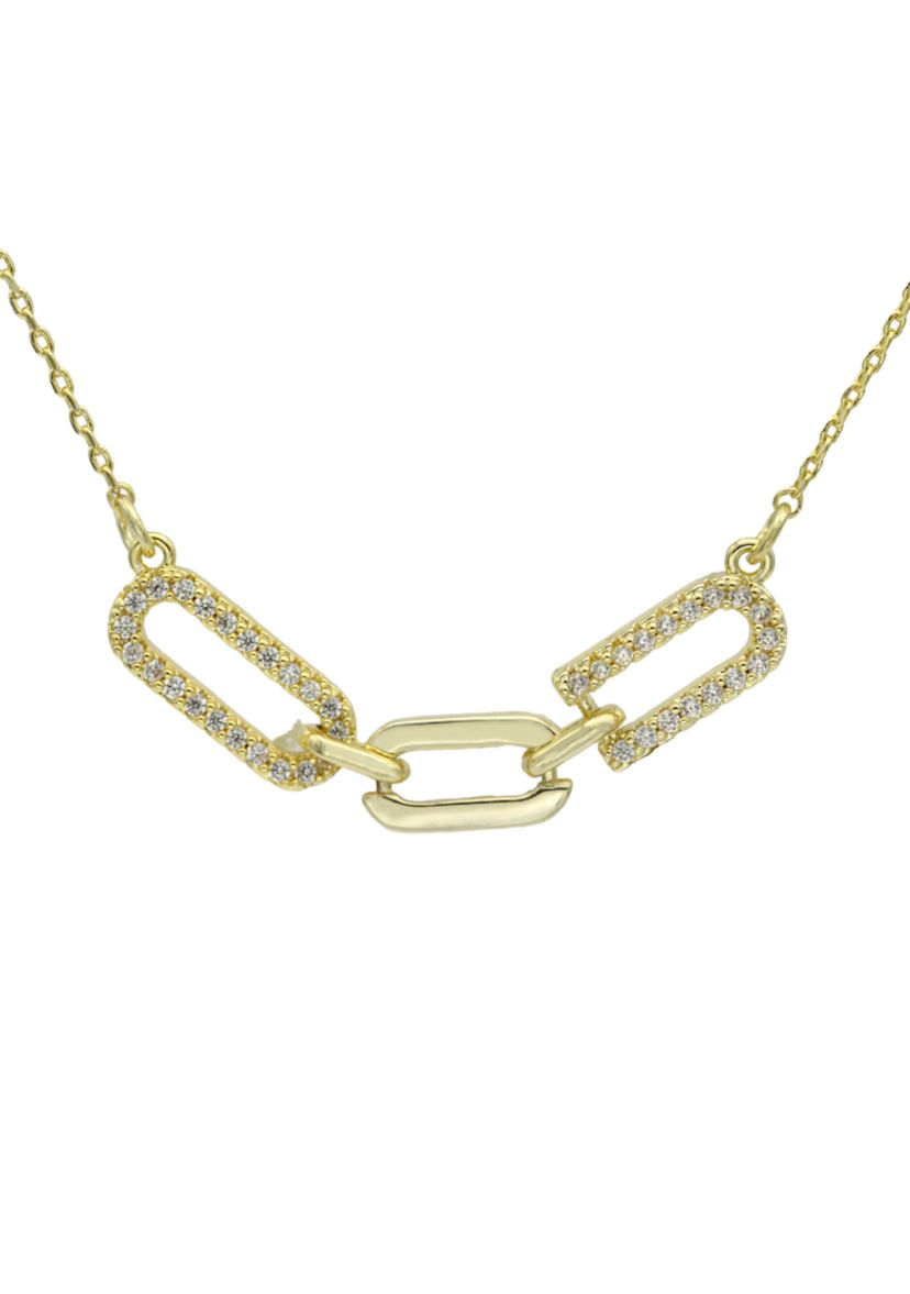 Gold Tone Cubic Zirconia Pavé Open Links Necklace