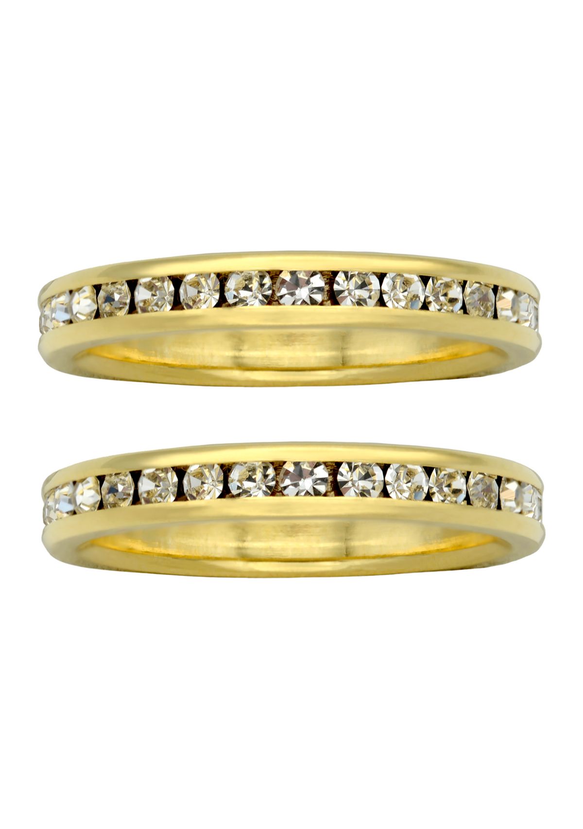 Lab Created Gold Tone Channel Set Eternity Band Set