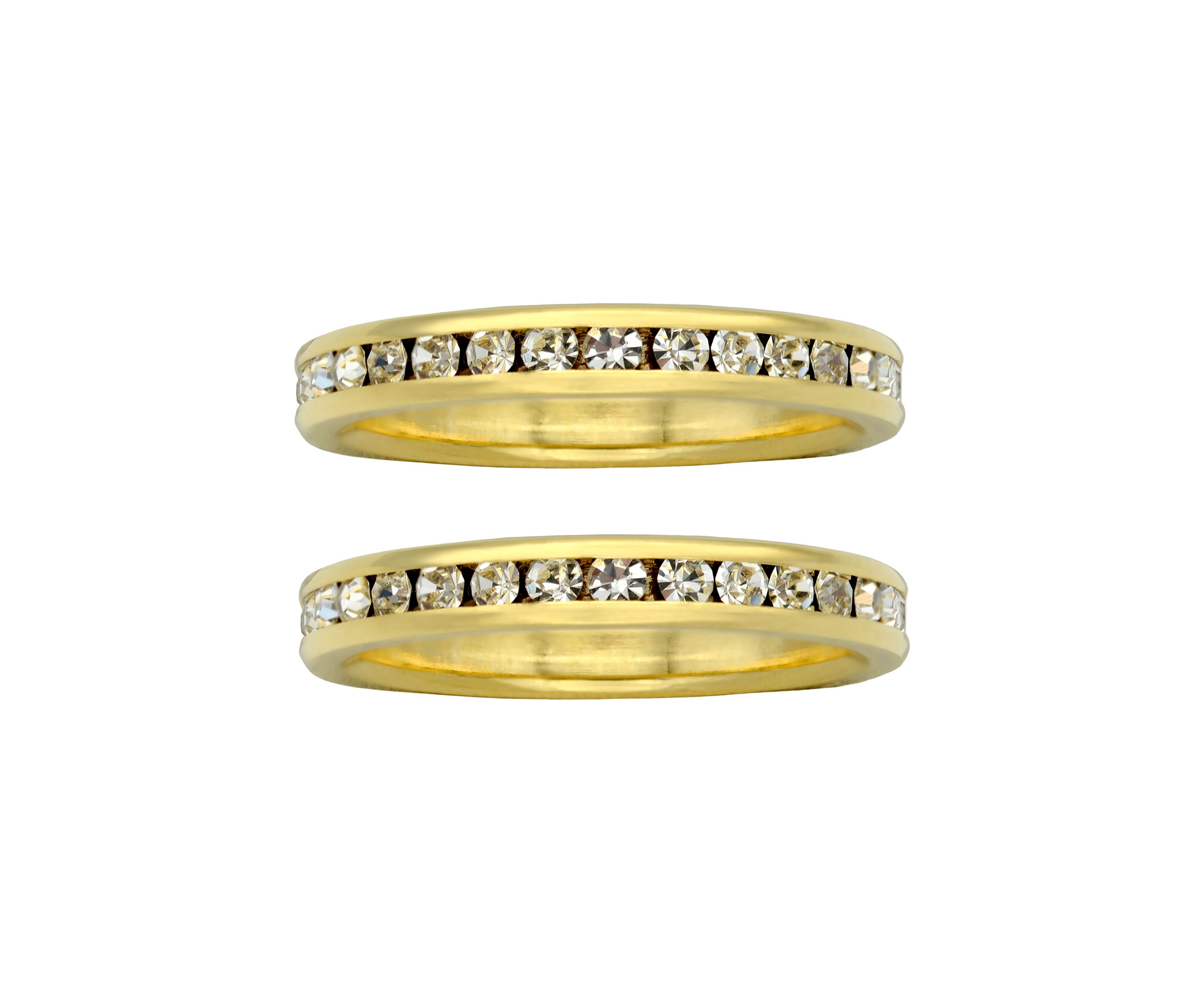 Lab Created Gold Tone Channel Set Eternity Band Set