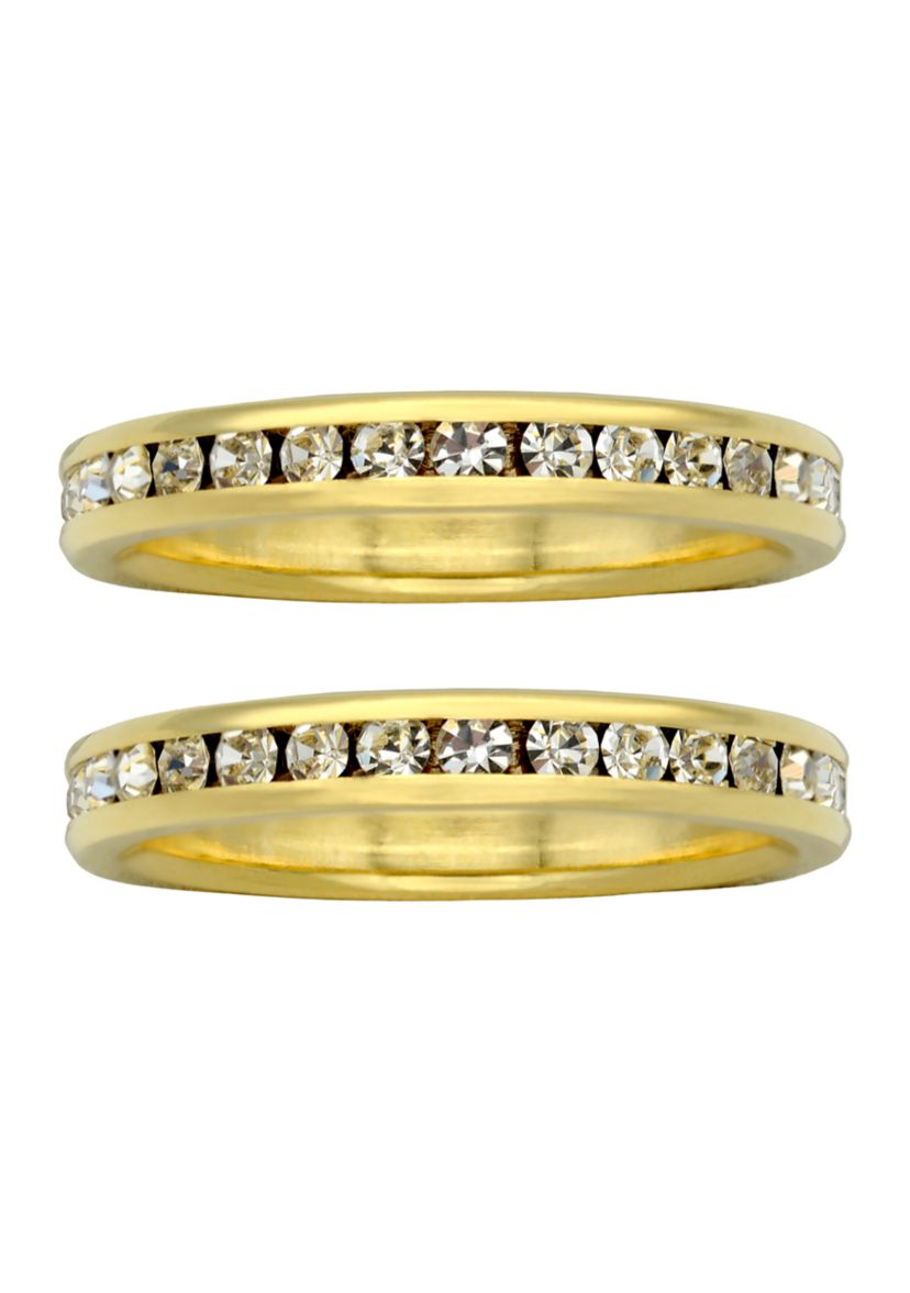Lab Created Gold Tone Channel Set Eternity Band Set
