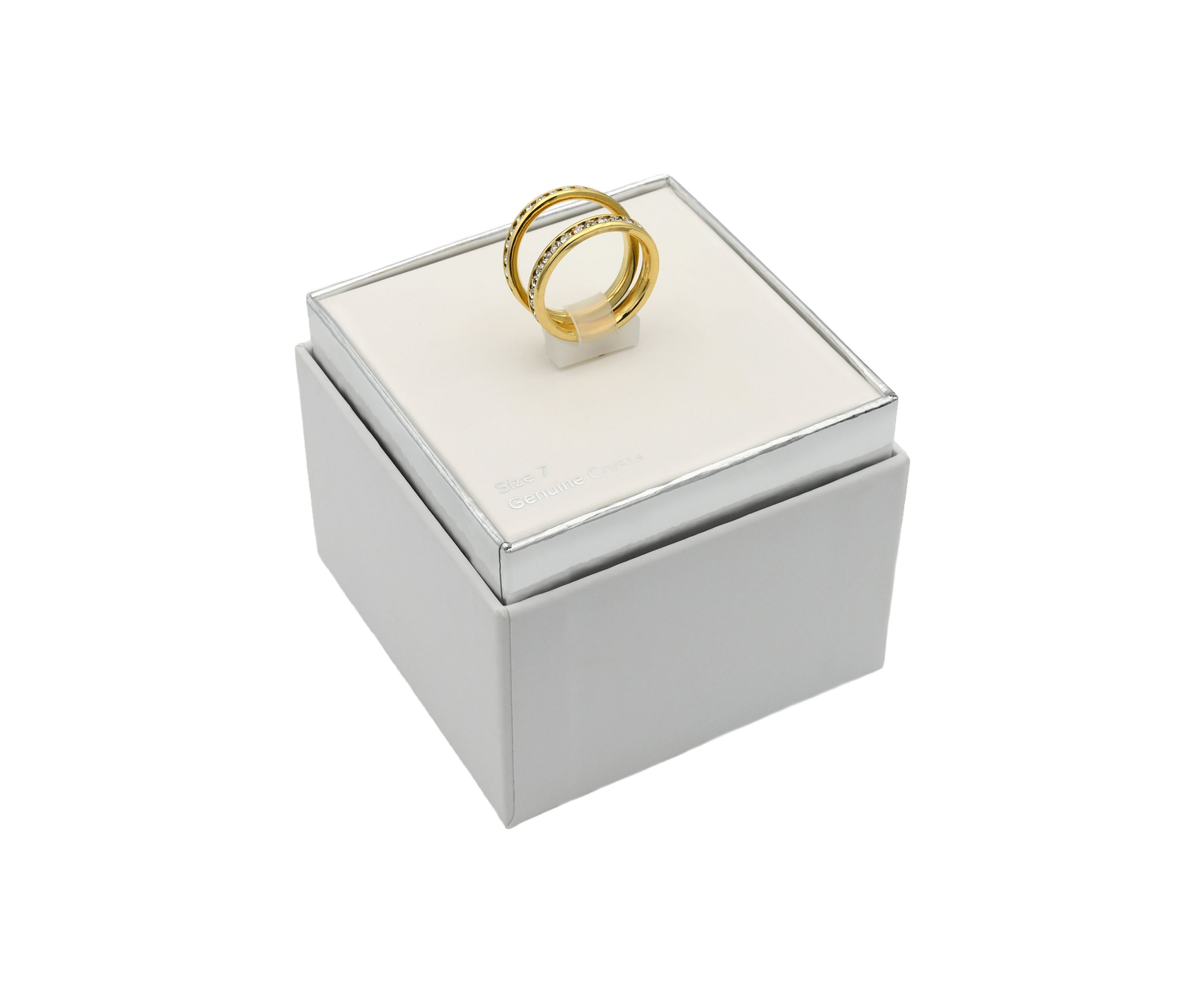 Lab Created Gold Tone Channel Set Eternity Band Set